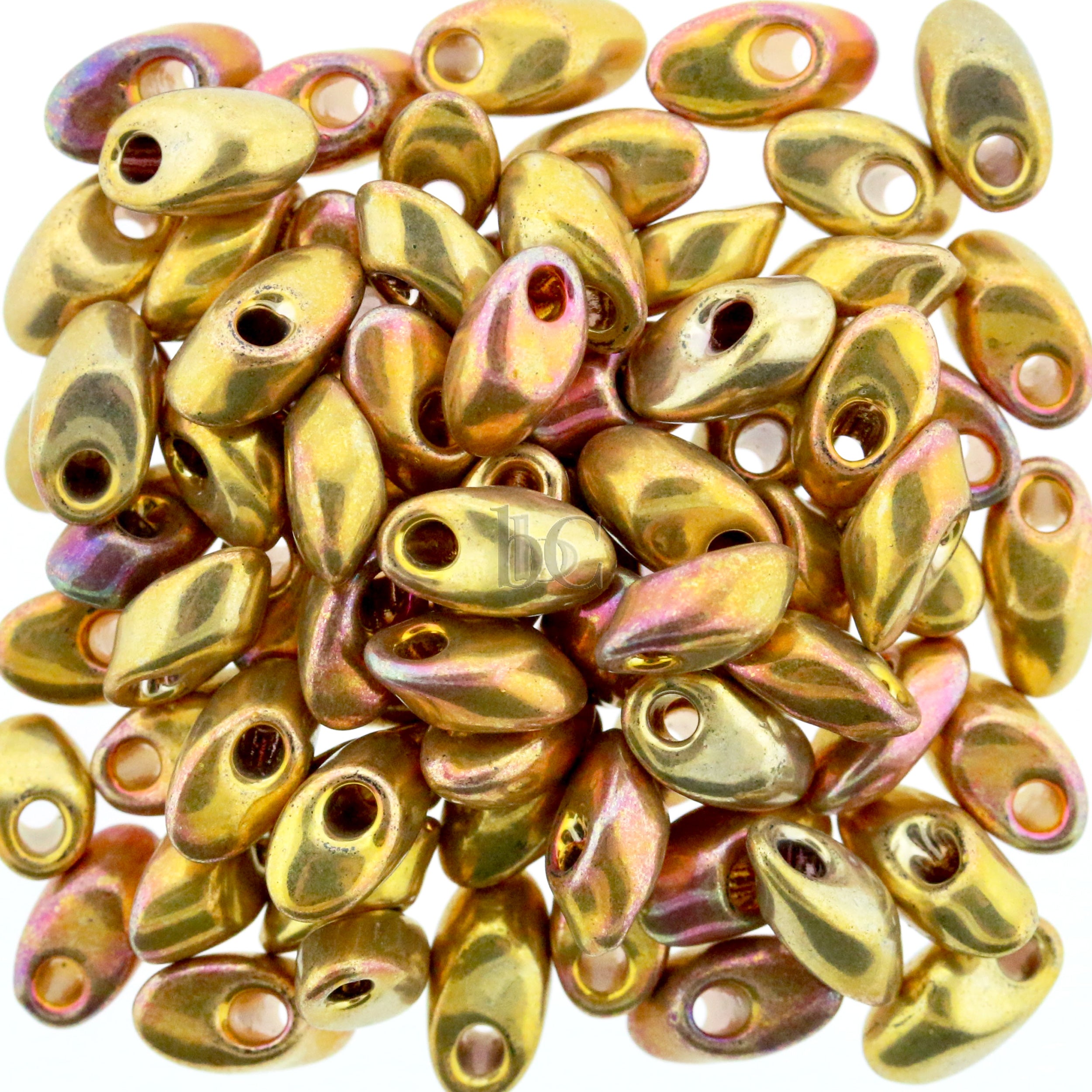 Miyuki Long Magatama Beads, 24KT Gold Plated Iris # 199 ~ 8.5 Grams
