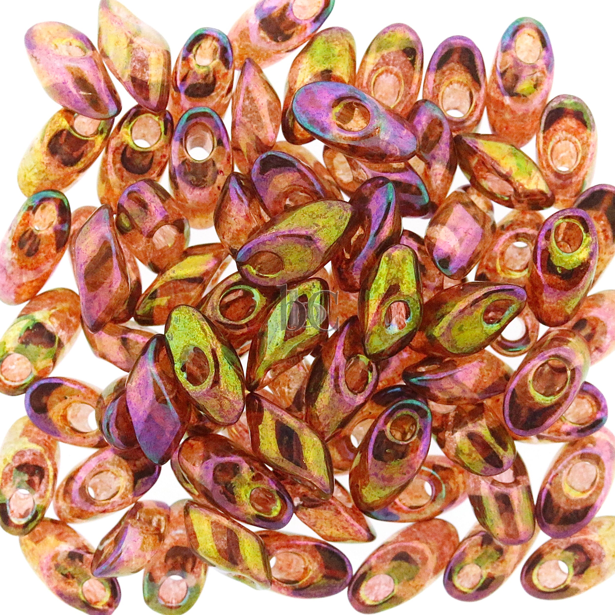 Miyuki Long Magatama Beads, Dark Topaz Rose Gold Luster # 301 ~ 8.5 Grams