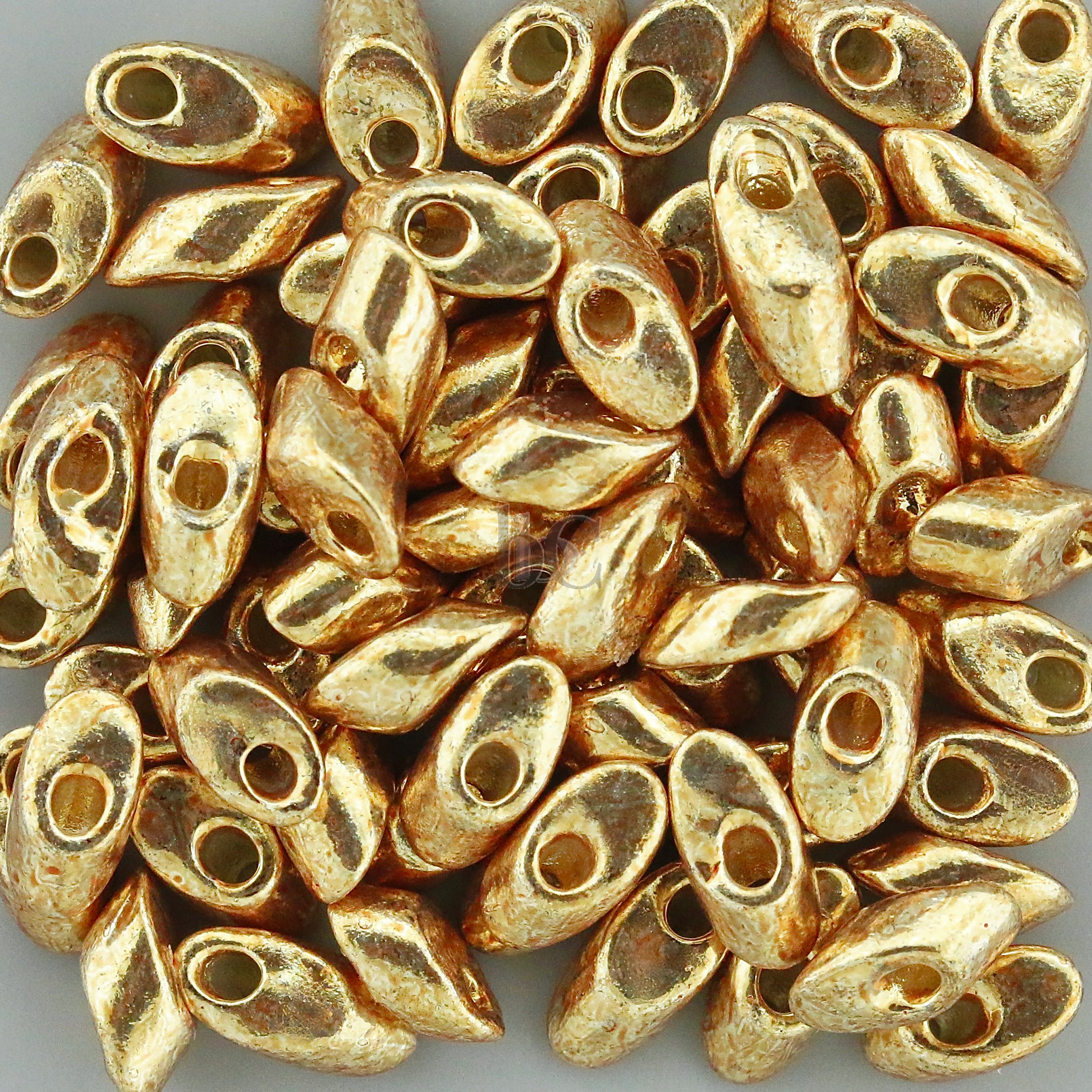 Miyuki Long Magatama Beads, Duracoat Galvanized Champagne # 4204 ~ 8.5 Grams