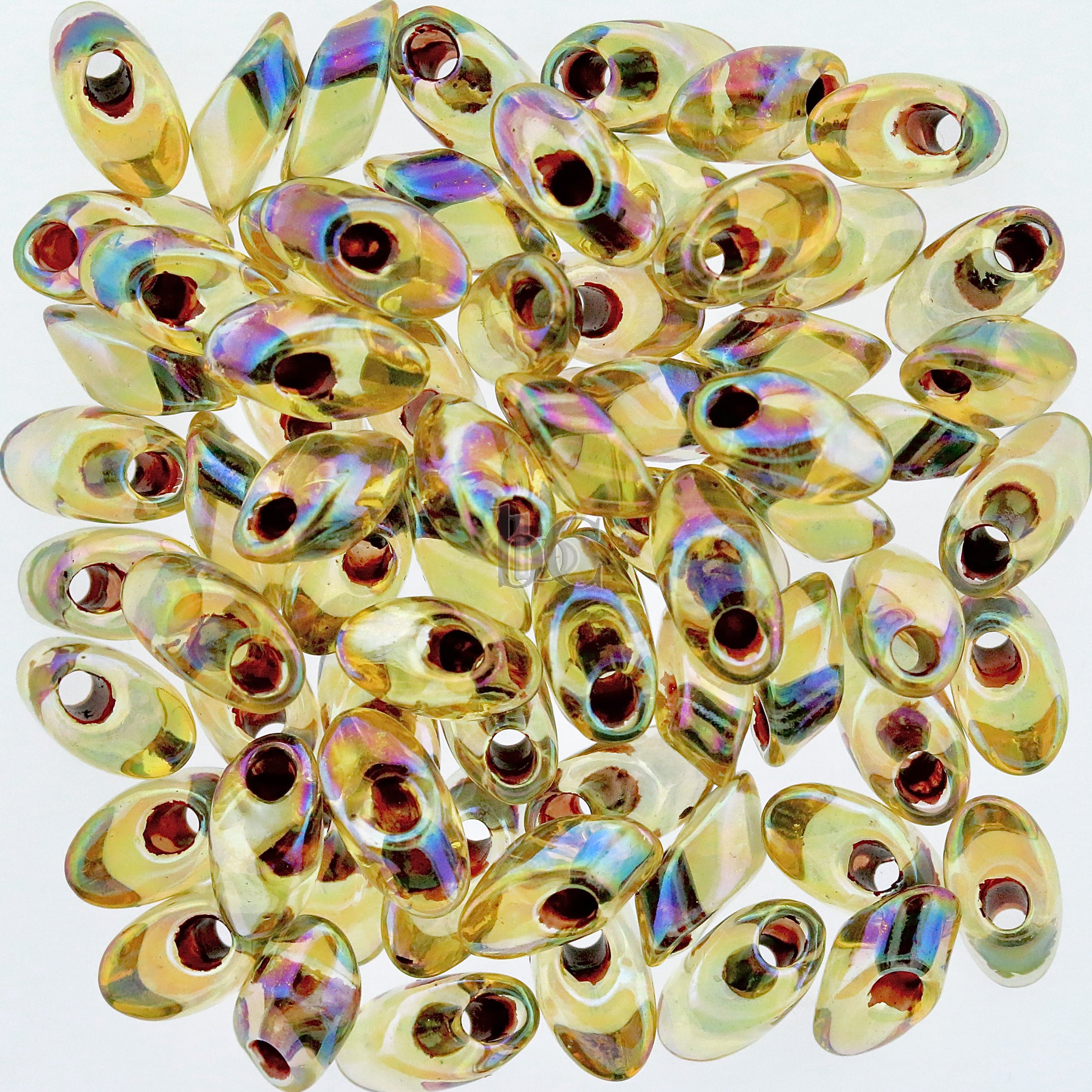 Miyuki Long Magatama Beads, Garnet Lined Light Topaz AB # 2161 ~ 8.5 Grams