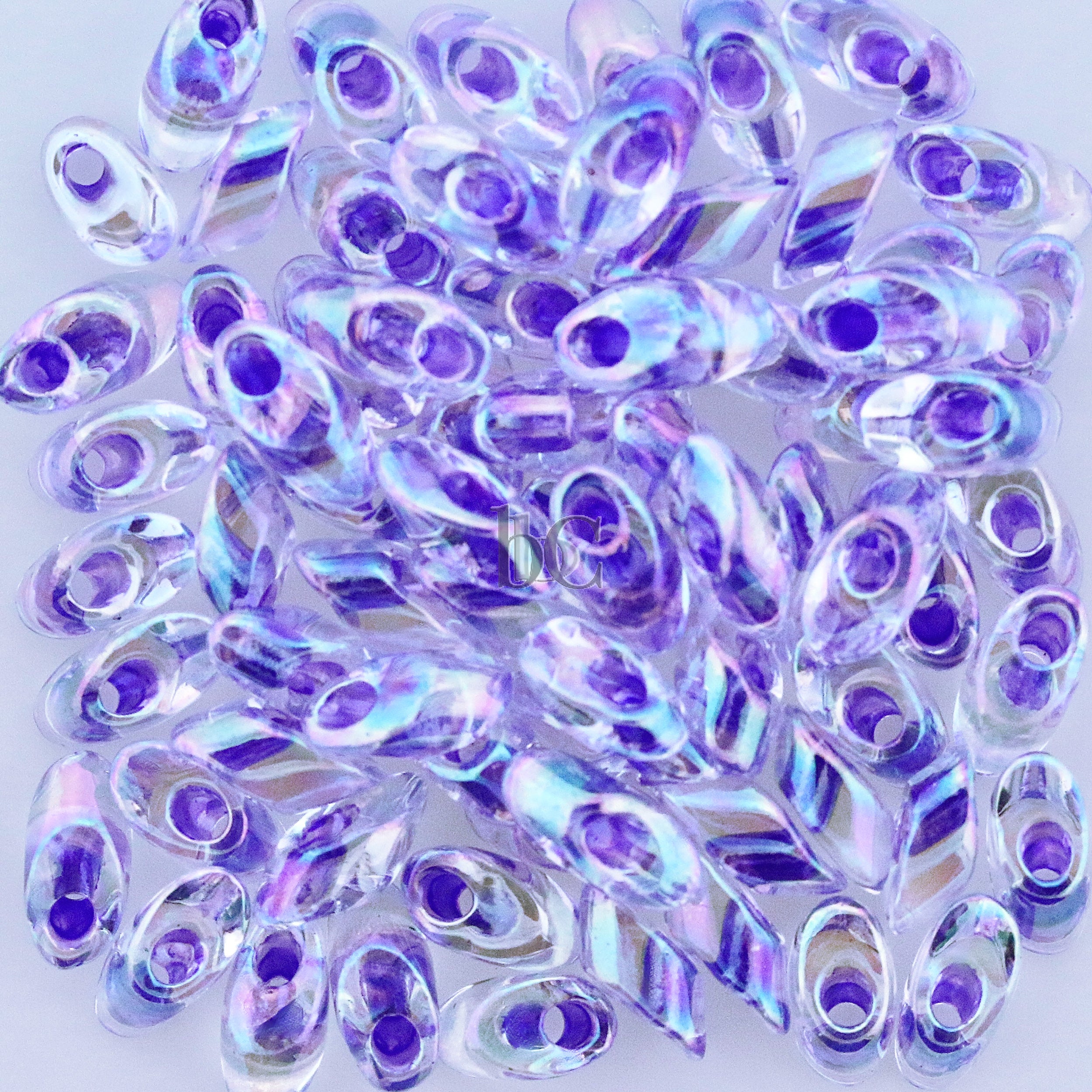 Miyuki Long Magatama Beads, Lavender Lined Crystal AB # 2150 ~ 8.5 Grams