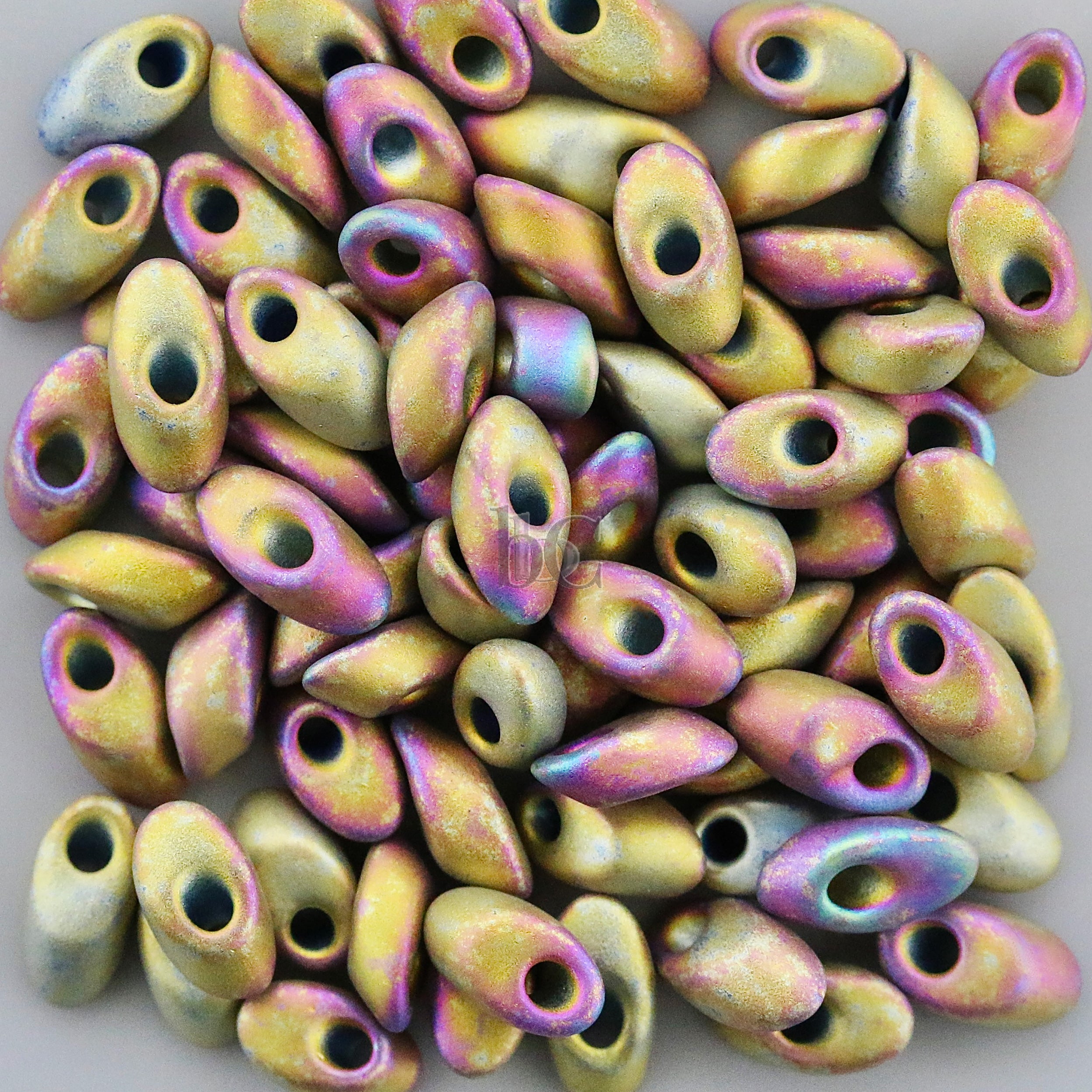 Miyuki Long Magatama Beads, Nickel Plated AB # 190FR ~ 8.5 Grams