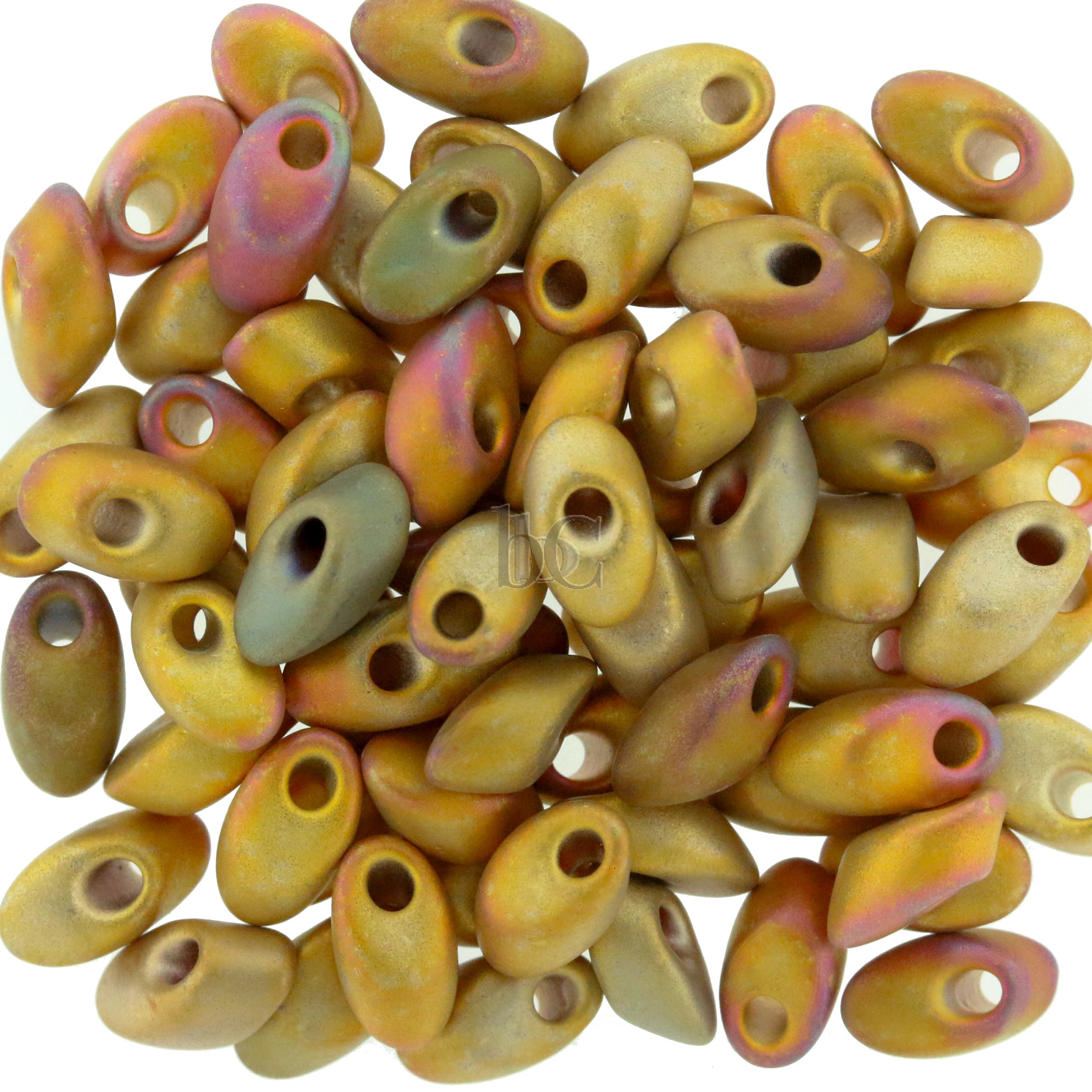 Miyuki Long Magatama Beads, 24KT Gold Plated Matte AB # 191FR ~ 8.5 Grams