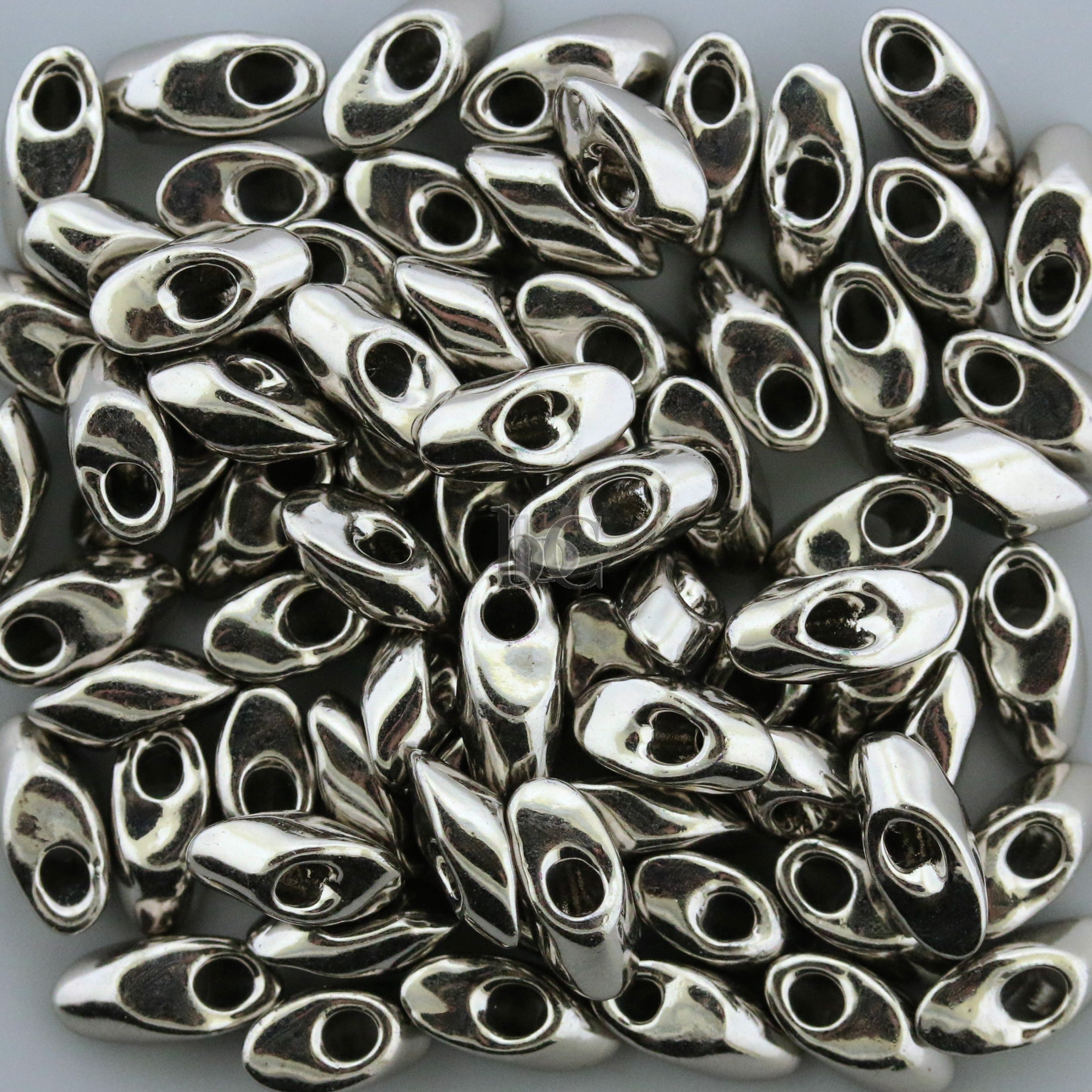 Miyuki Long Magatama Beads, Nickel Plated # 190 ~ 8.5 Grams