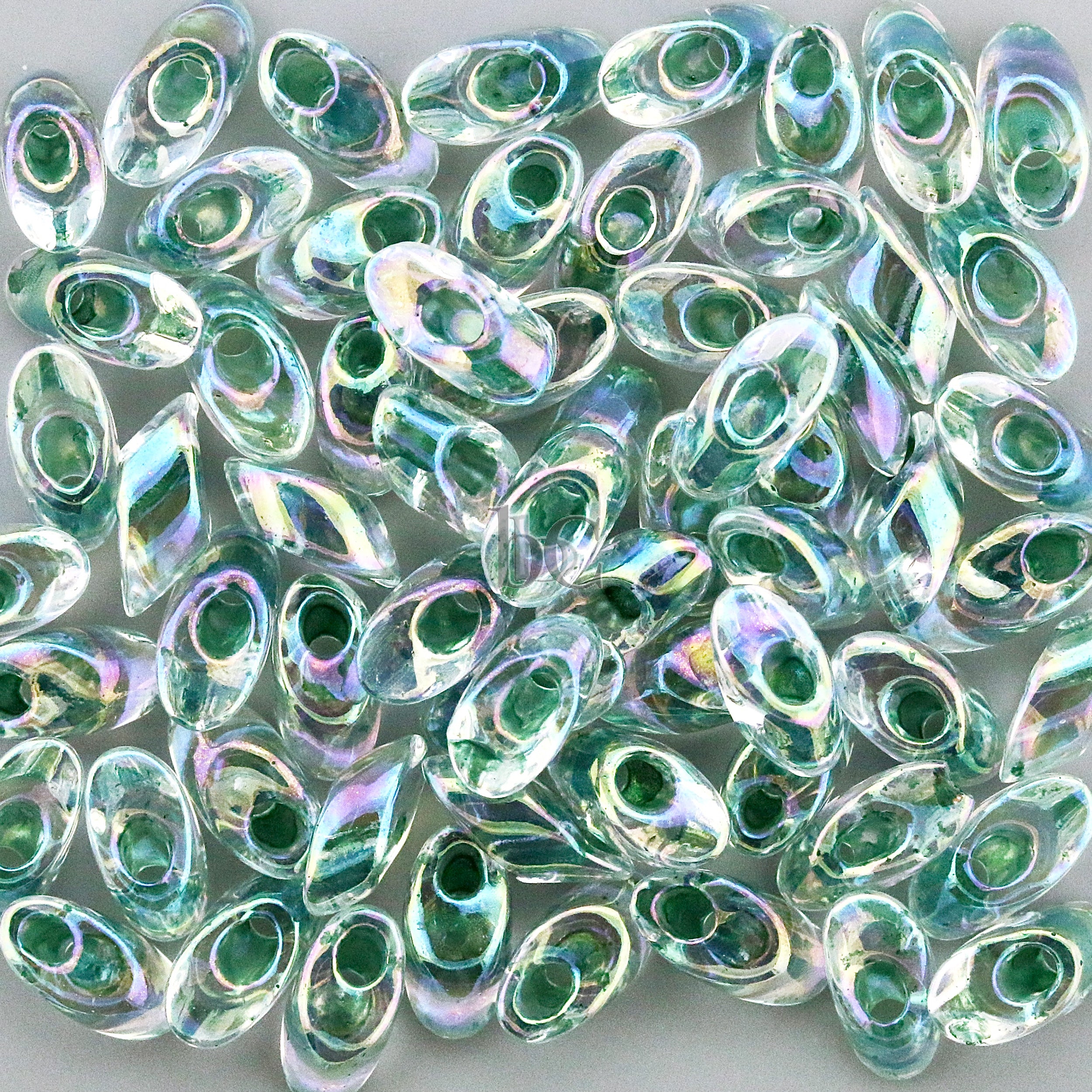 Miyuki Long Magatama Beads, Olive Green Lined Crystal AB # 2148 ~ 8.5 Grams