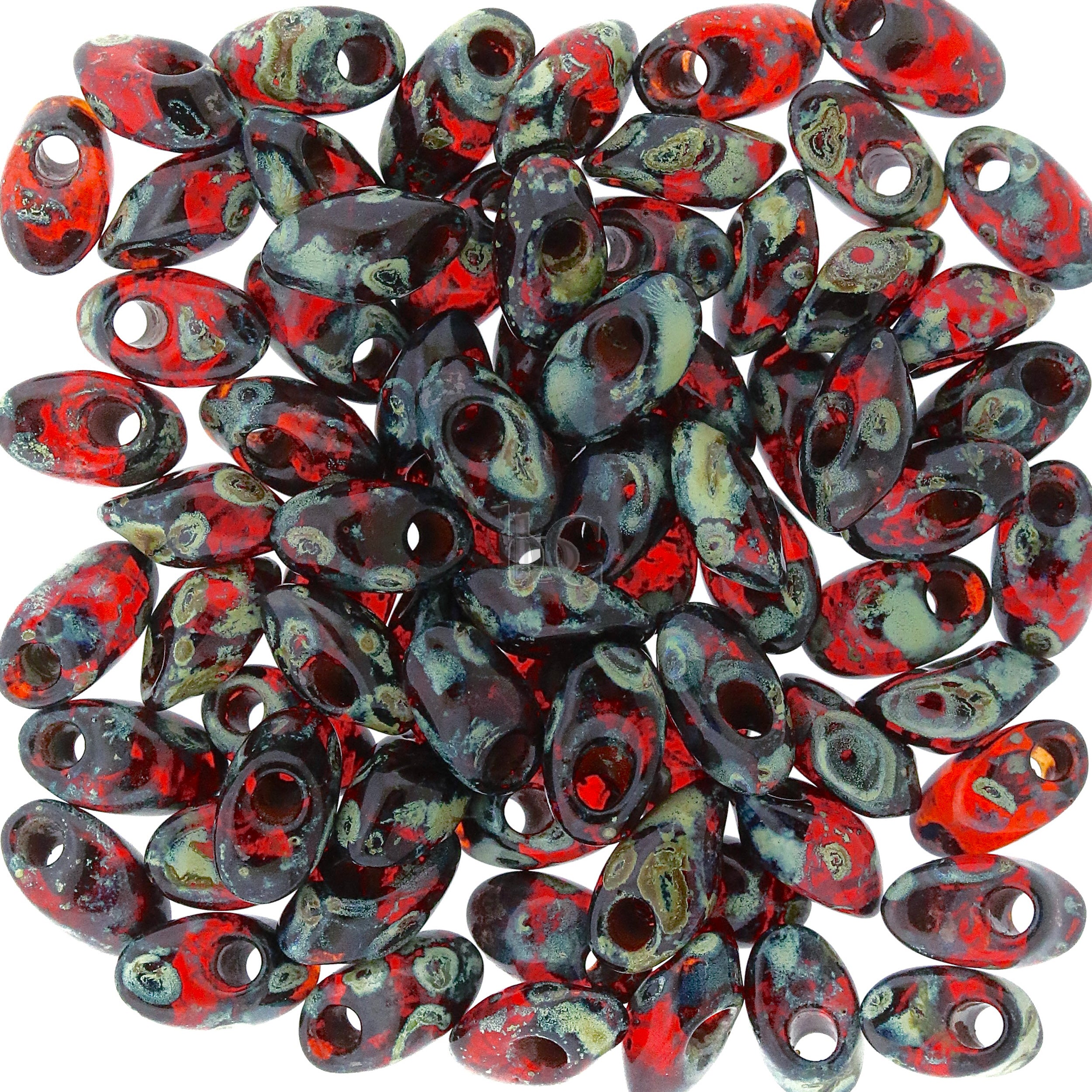 Miyuki Long Magatama Beads, Picasso Garnet # 4504 ~ 8.5 Grams
