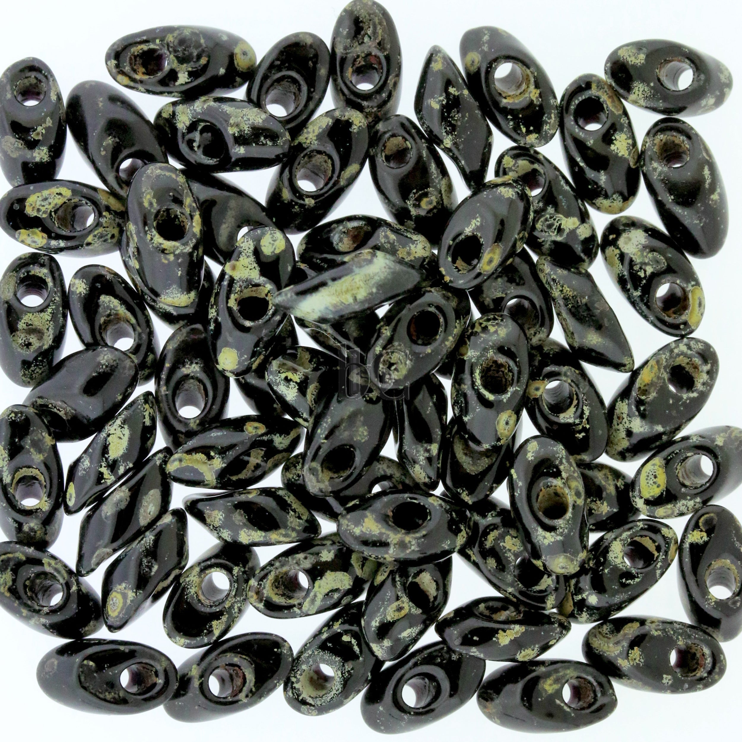 Miyuki Long Magatama Beads, Picasso Smoky Black Matte # 4511 ~ 8.5 Grams