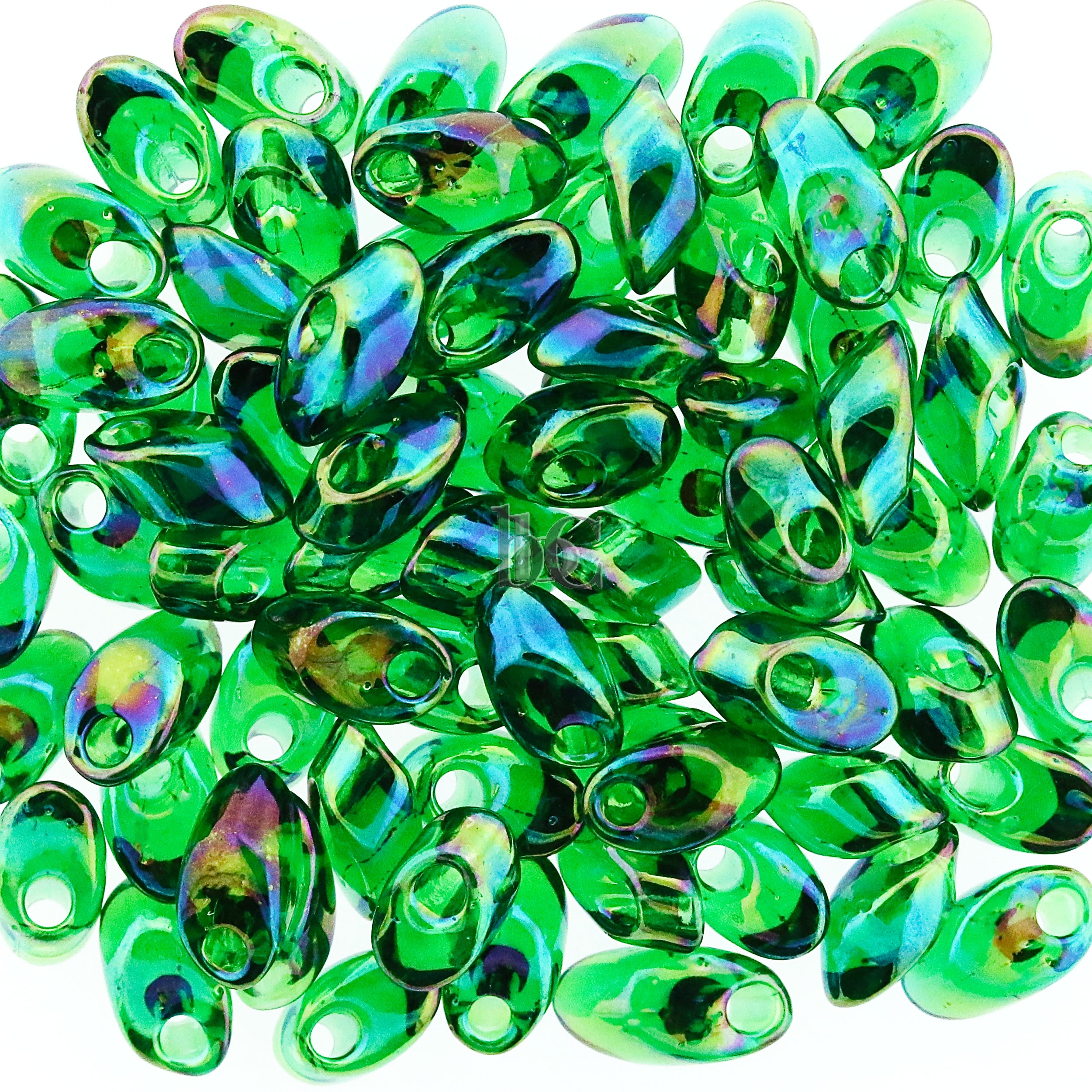 Miyuki Long Magatama Beads, Transparent Green Luster # 179 ~ 8.5 Grams