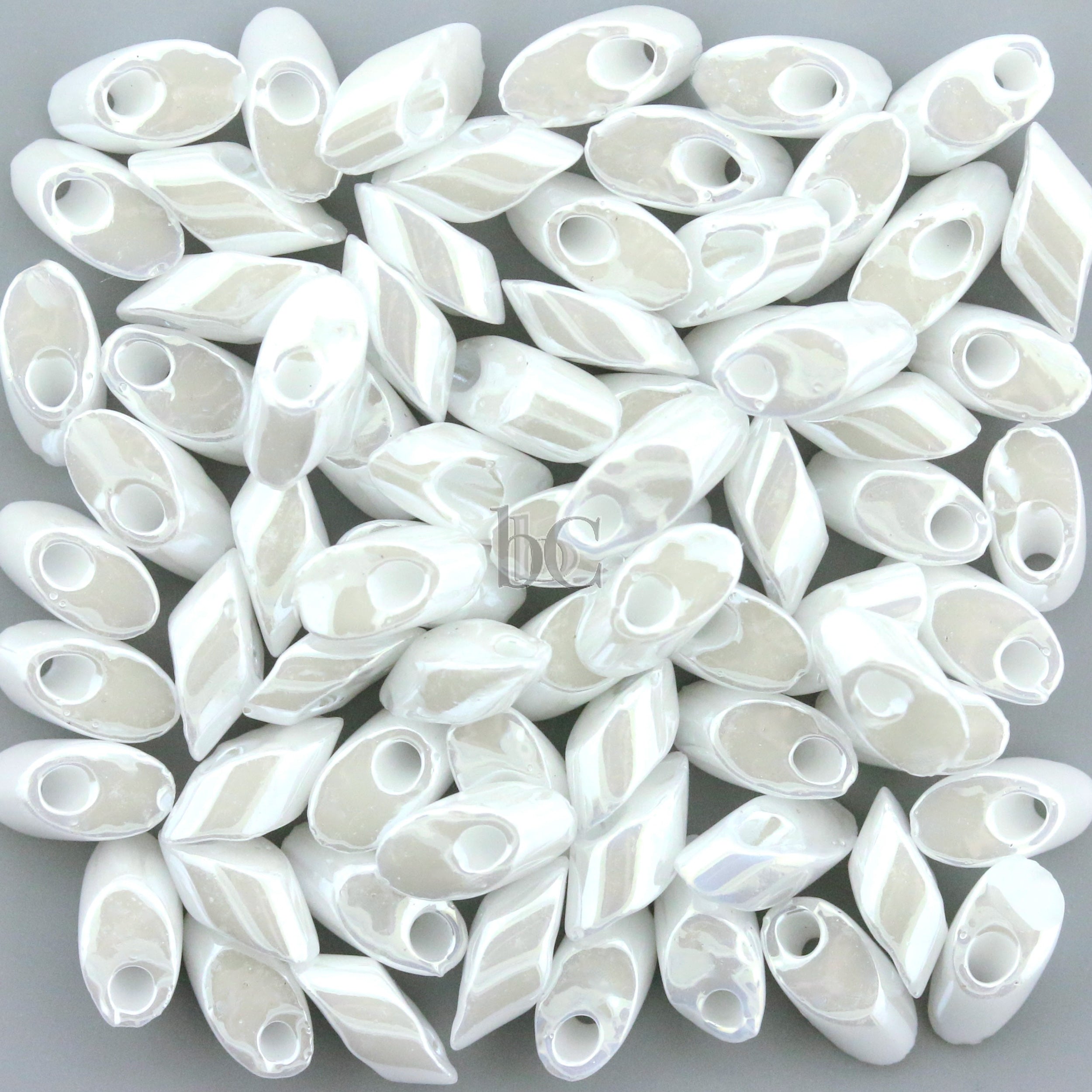 Miyuki Long Magatama Beads, White Pearl Ceylon # 420 ~ 8.5 Grams