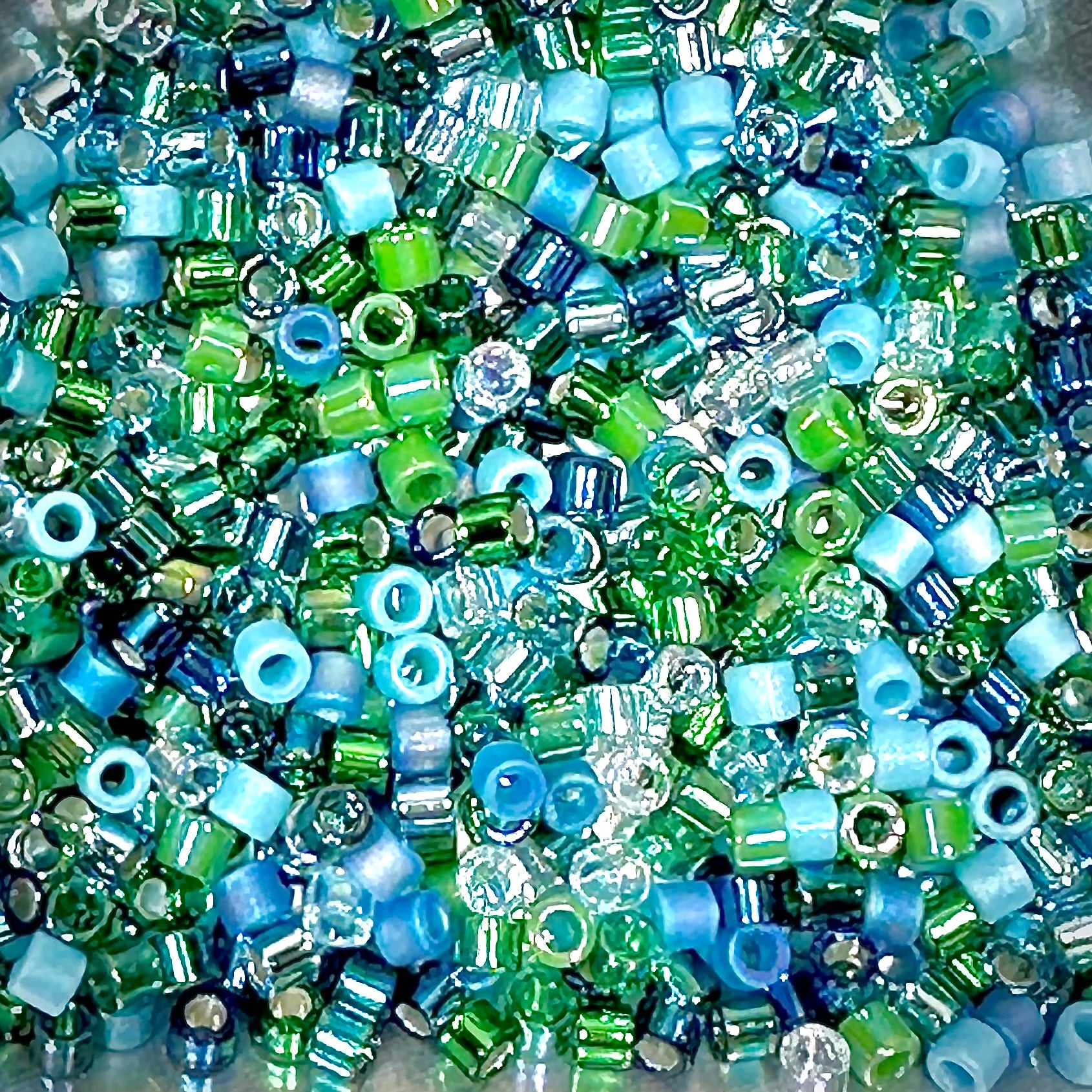 Miyuki 10/0 Delica Seed Beads, Lagoon MIX  ~ 7.2 Grams