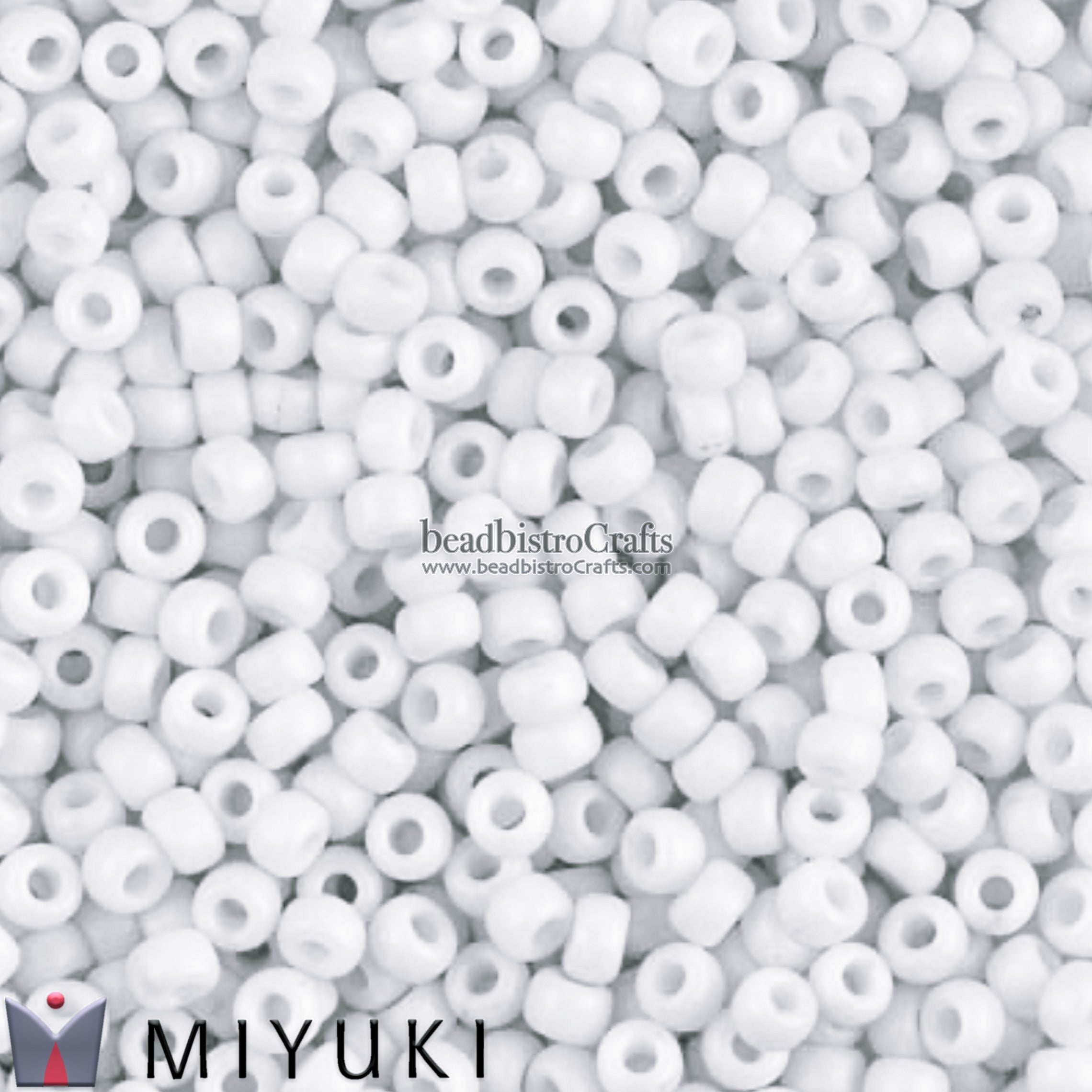 Miyuki 8/0 Round Seed Beads, Opaque White Round Seed Beads #402 ~ 22 grams