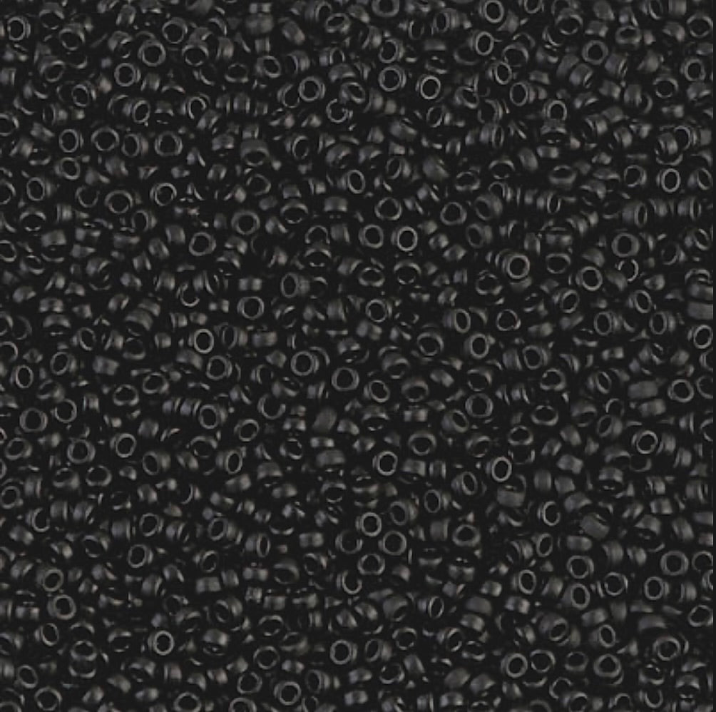 Miyuki 15/0 Round Seed Beads, Matte Opaque Black Round Seed Beads # 401F ~ 8.2 grams