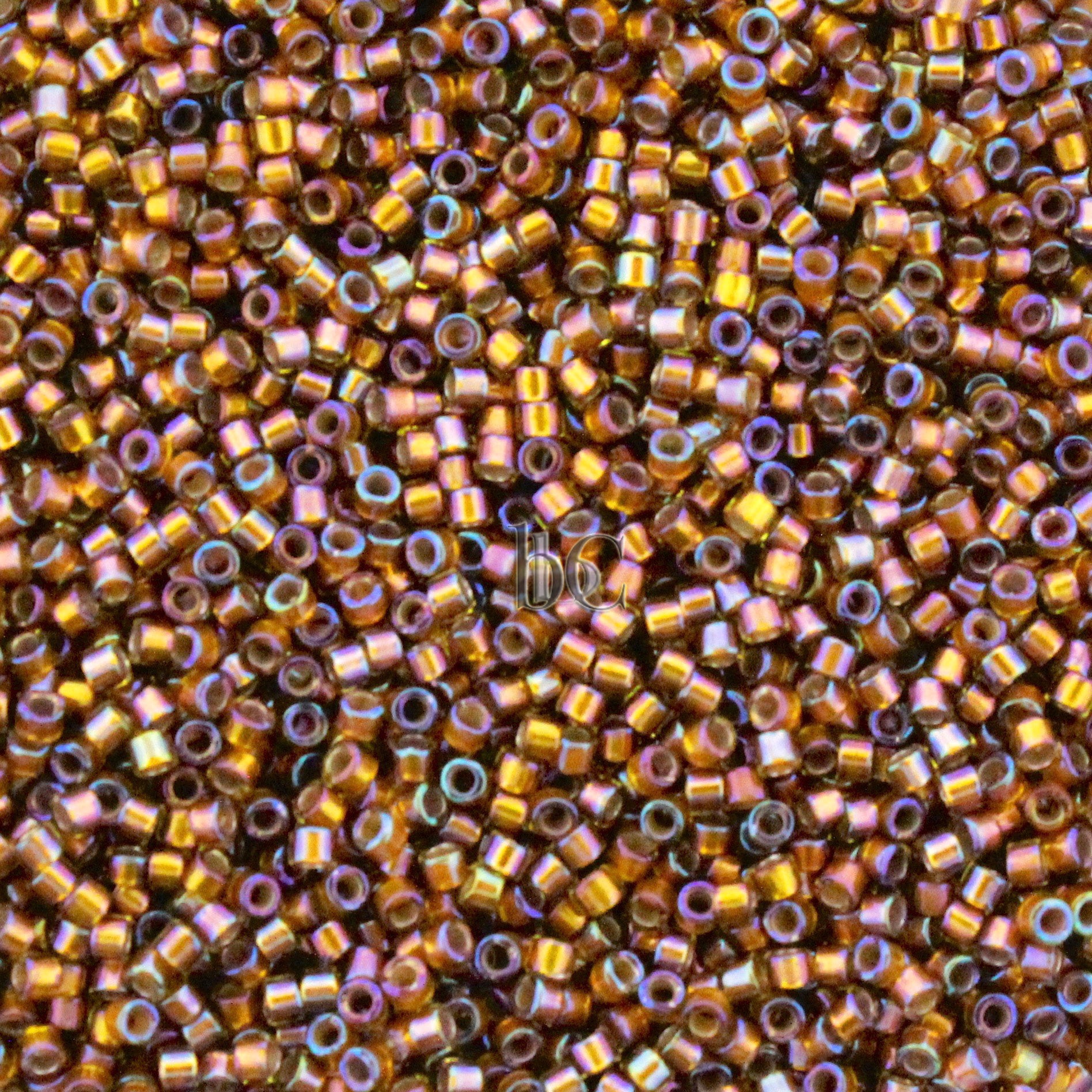 Miyuki 11/0 Delica Seed Beads, Silver Lined Glazed Dark Saffron AB # 1691 ~ 5 Grams