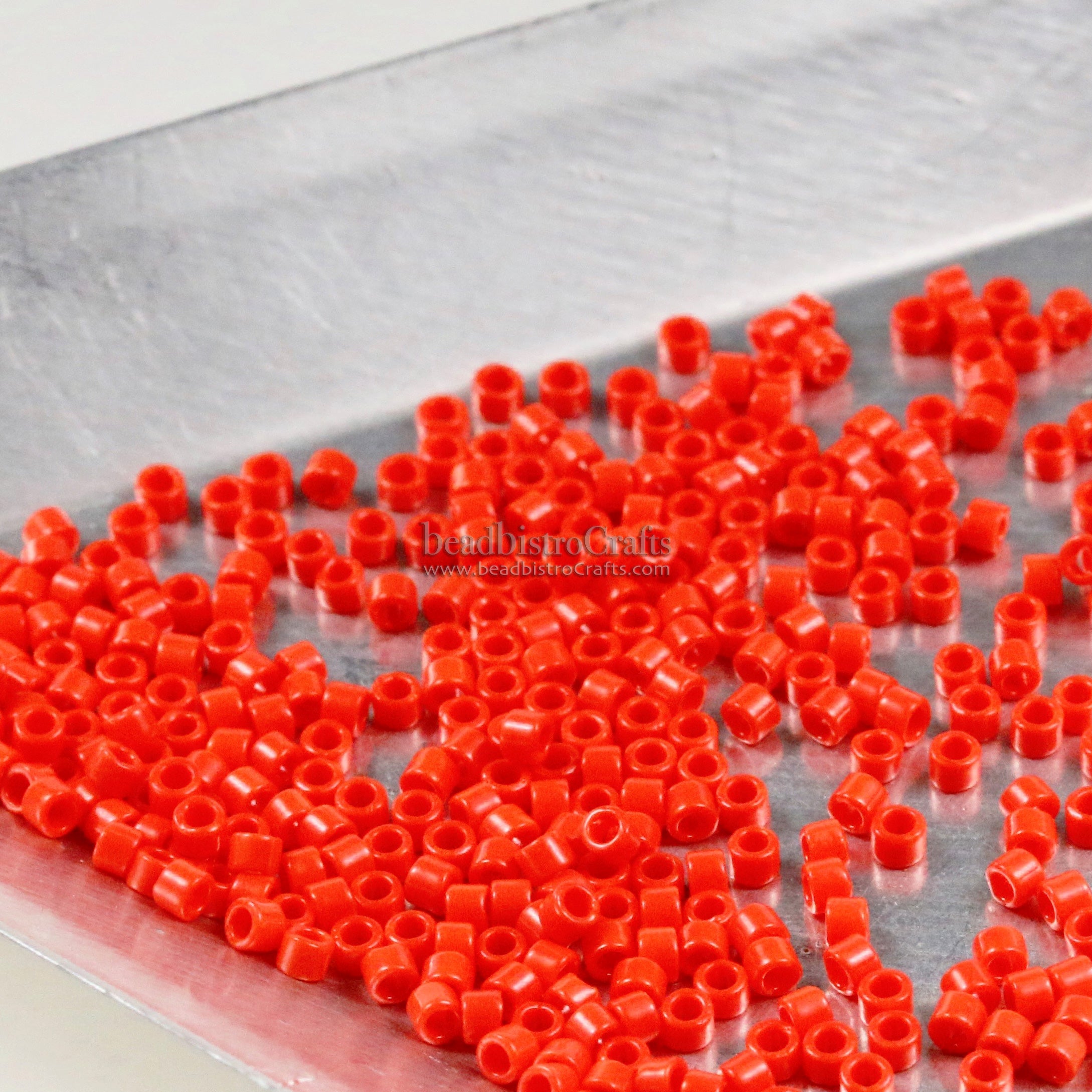 Miyuki 11/0 Delica Seed Beads, Opaque Light Siam # 727 ~ 7.2 grams