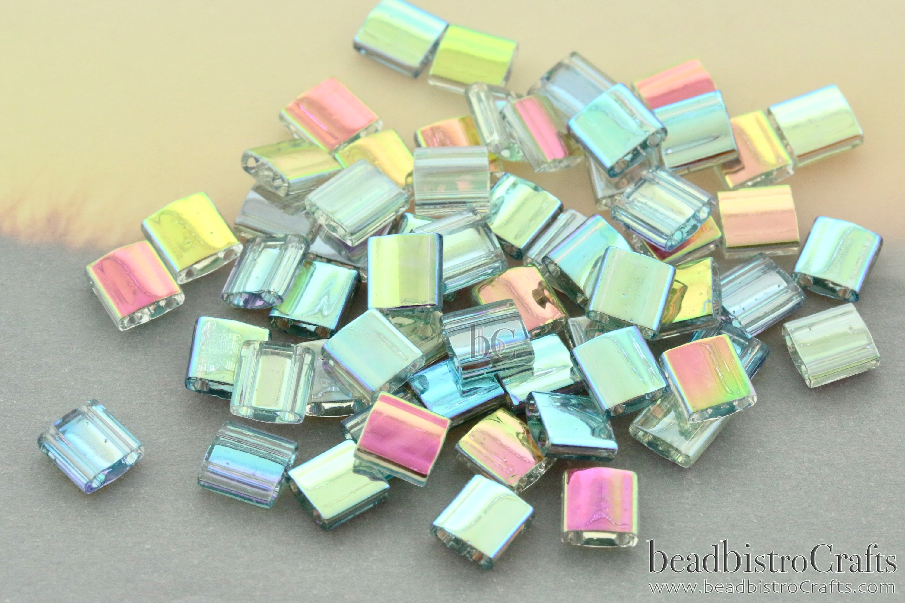 MIYUKI Full Tila Beads, Crystal Green Rainbow # 4577 - 10 grams