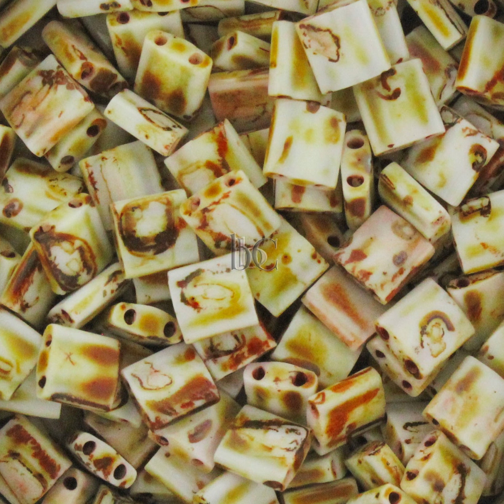 MIYUKI Full Tila Beads, Opaque Canary Picasso # 4512 - 10 grams