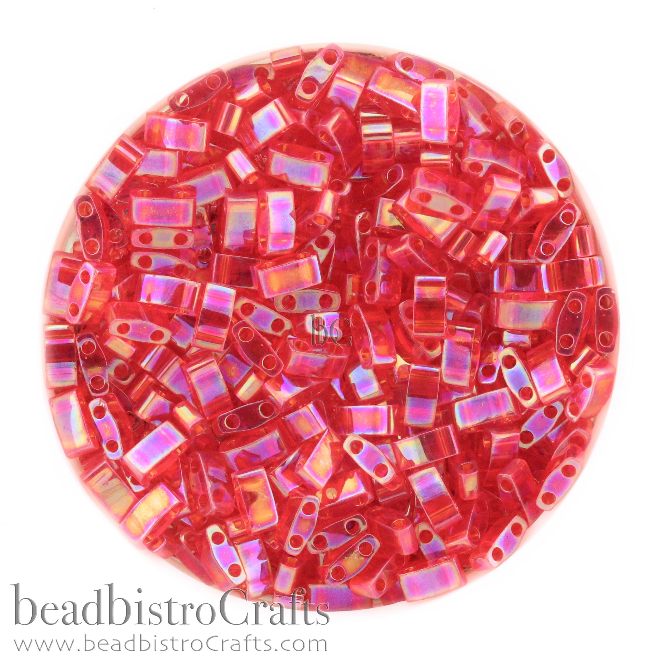 MIYUKI Half Tila Beads, Transparent Red Rainbow # 254 - 10 grams