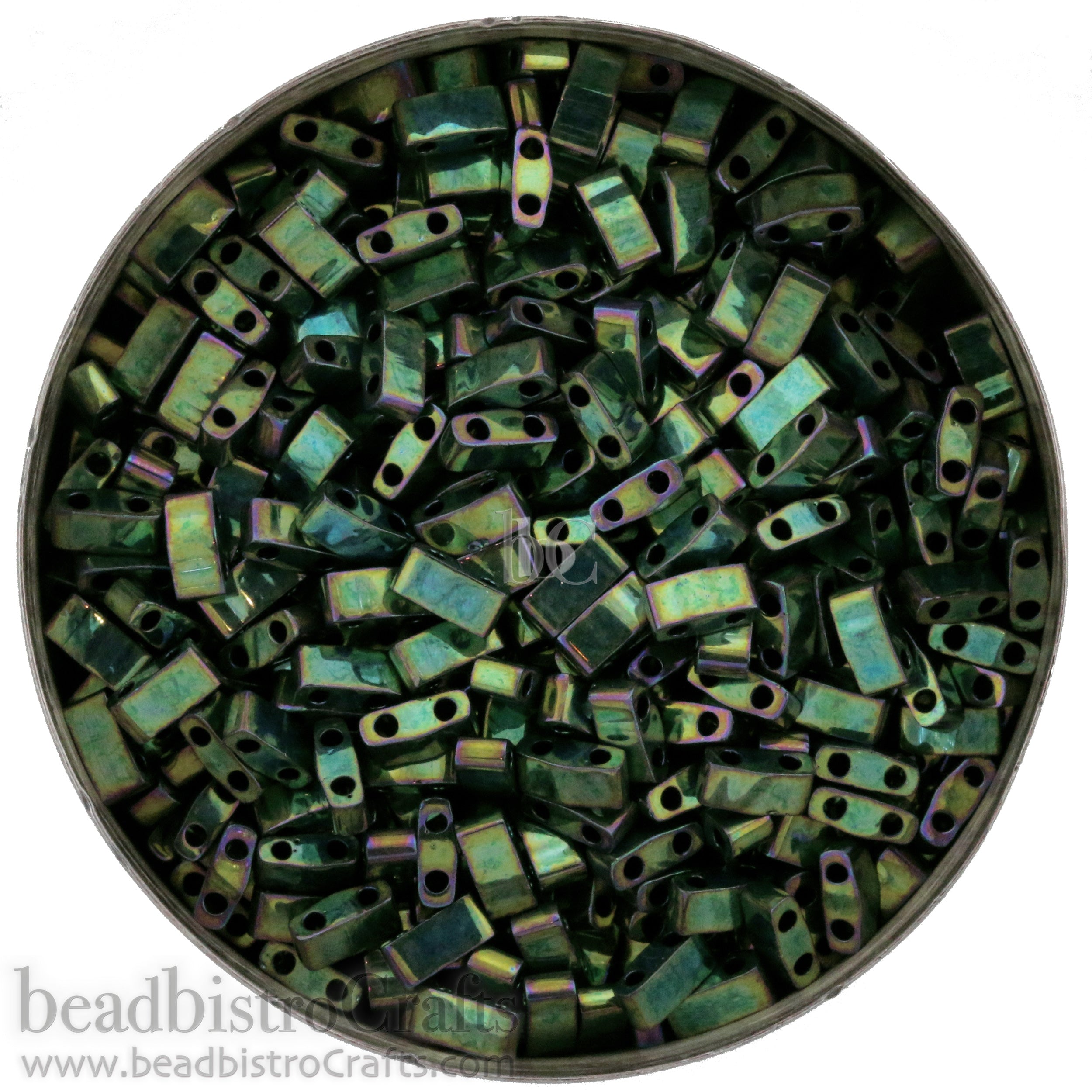 MIYUKI Half Tila Beads, Metallic Green Iris # 468 - 10 grams