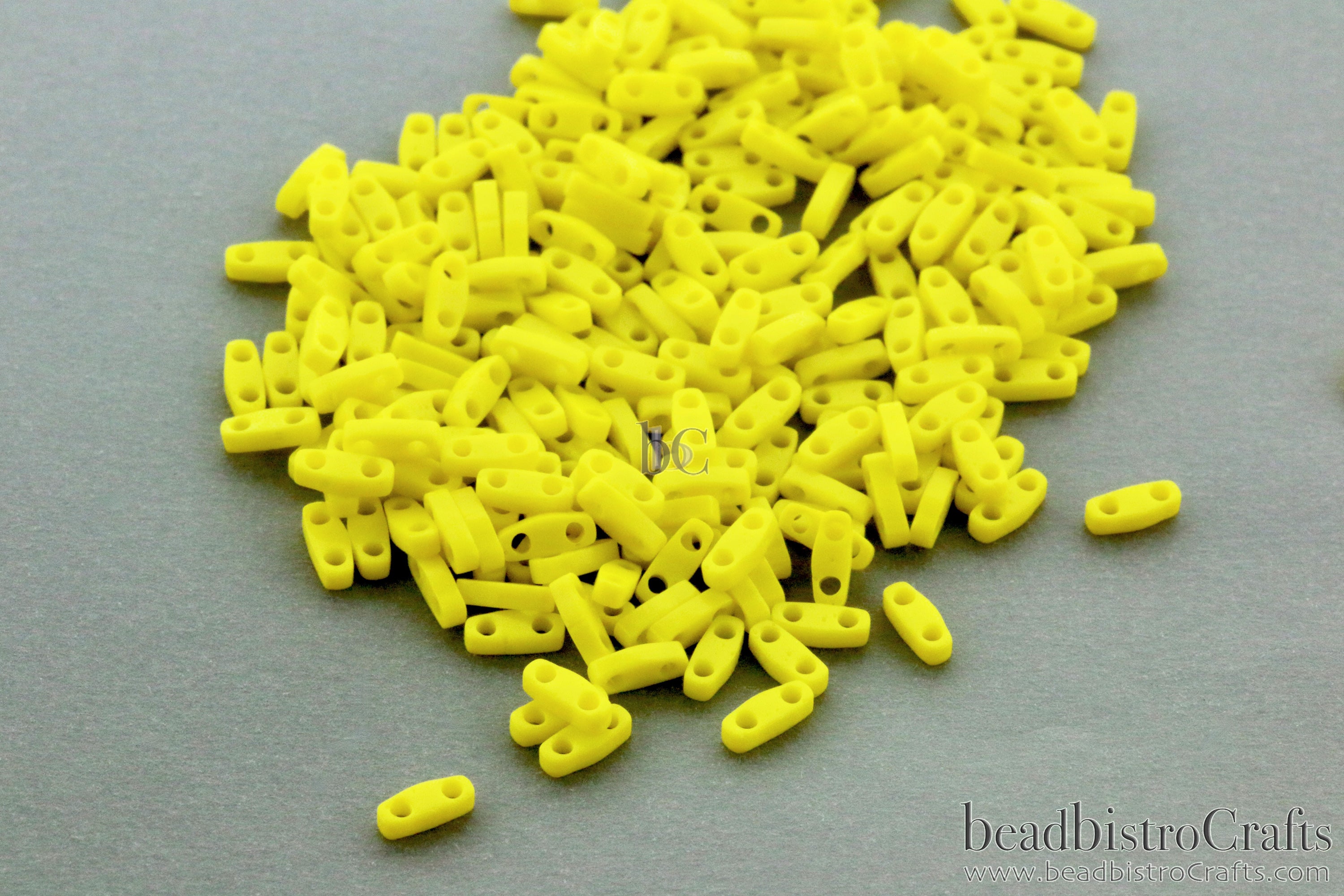 MIYUKI Quarter Tila Beads, Opaque Yellow # 404 (5 or 10 grams)