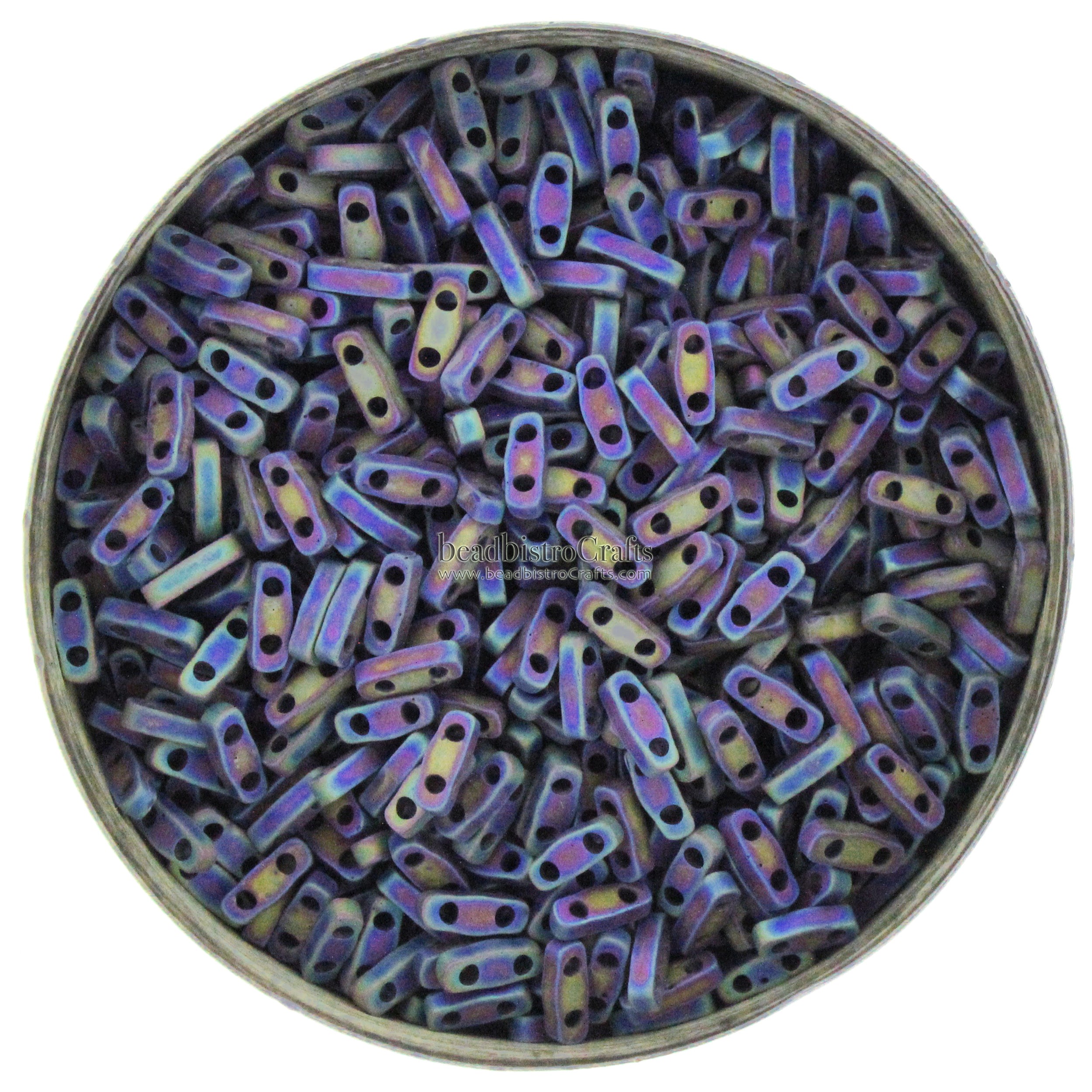 MIYUKI Quarter Tila Beads, Matte Black AB # 401FR (5 or 10 grams)