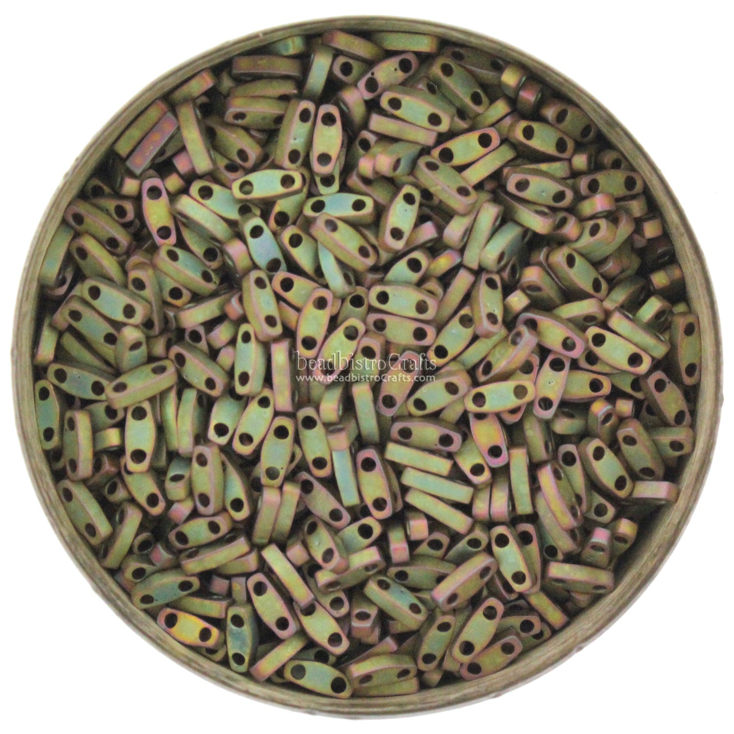 MIYUKI Quarter Tila Beads, Matte Metallic Khaki # 2035 (5 or 10 grams)