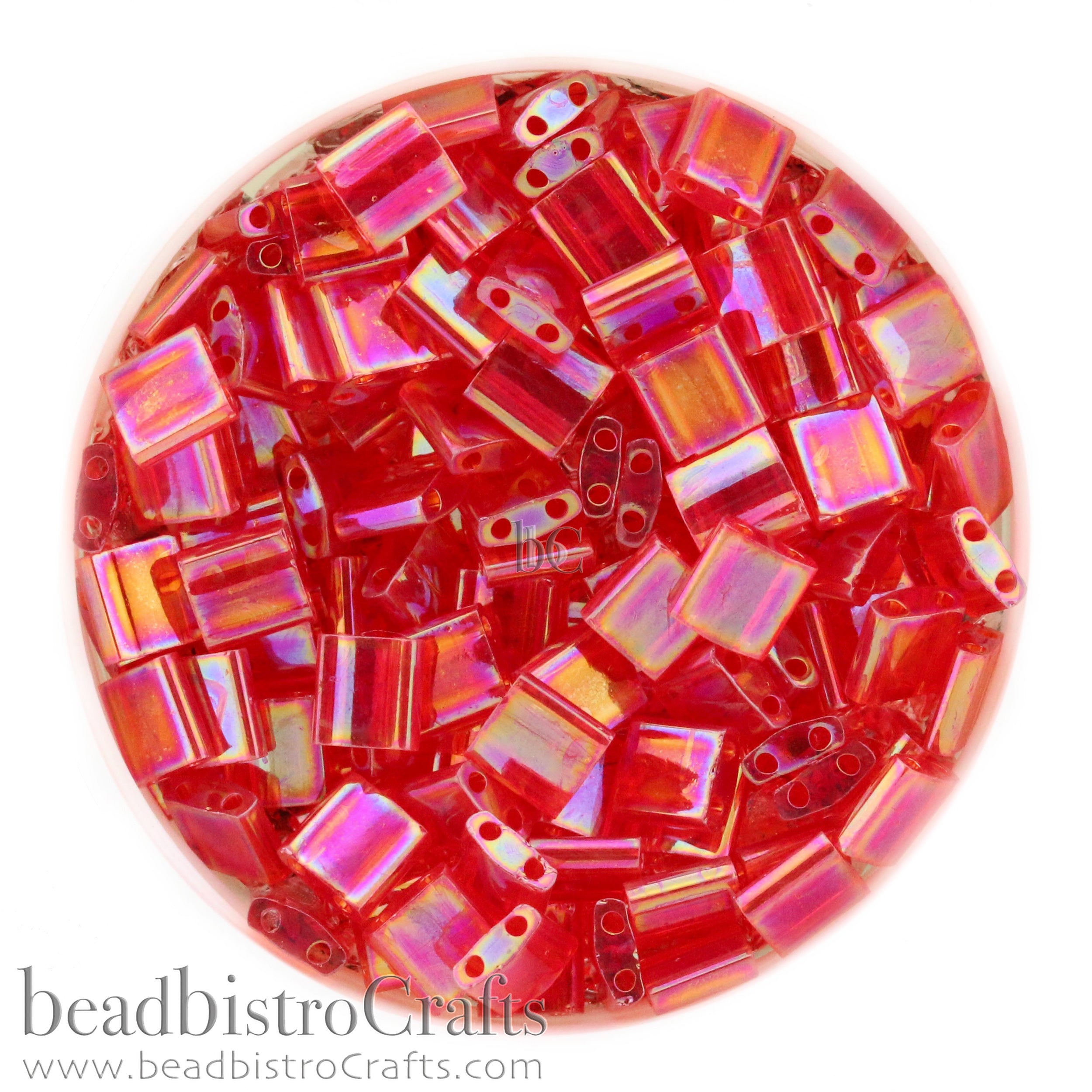 MIYUKI Full Tila Beads, Transparent Red Rainbow # 254 - 10 grams