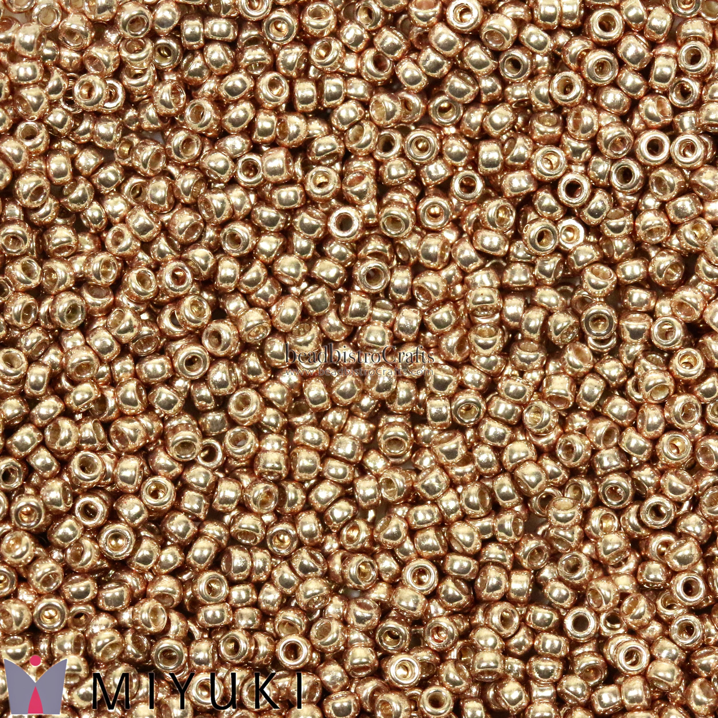 Miyuki 15/0 Round Seed Beads, Duracoat Galvanized Champagnee # 4204 ~ 8.2 Grams