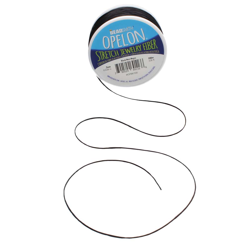 BeadSmith OPELON Black Stretch Bead Cord .7mm - 100 Meters
