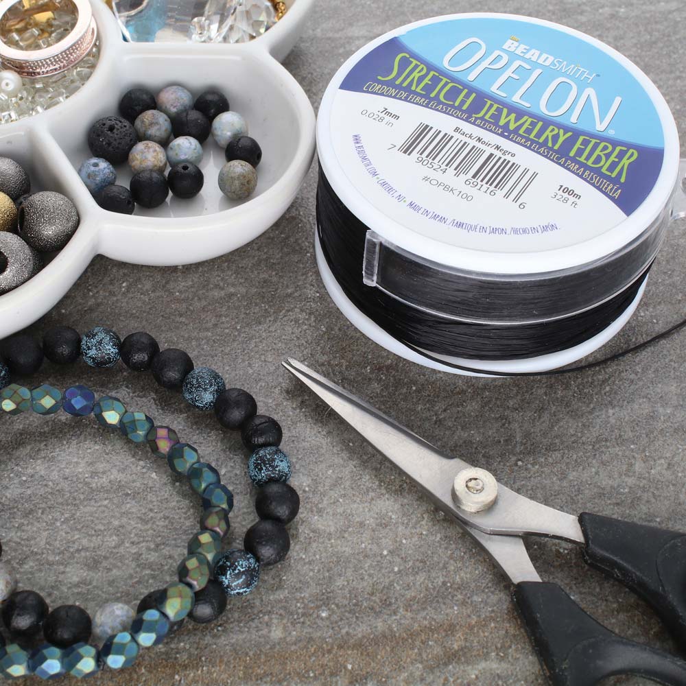 BeadSmith OPELON Black Stretch Bead Cord .7mm - 100 Meters