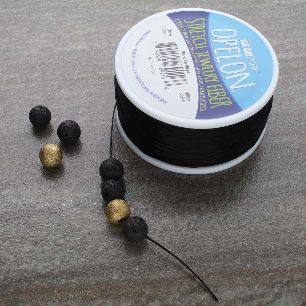 BeadSmith OPELON Black Stretch Bead Cord .7mm - 100 Meters