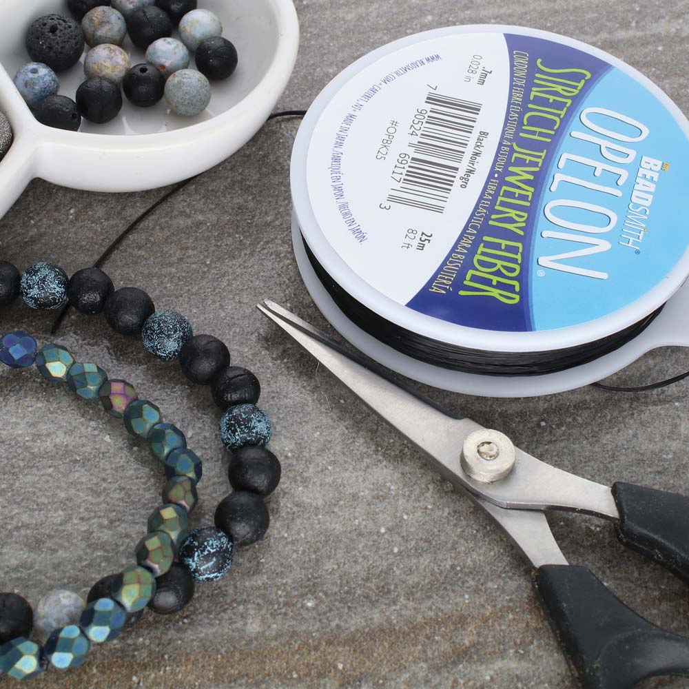 BeadSmith OPELON Black Stretch Bead Cord .7mm - 25 Meters