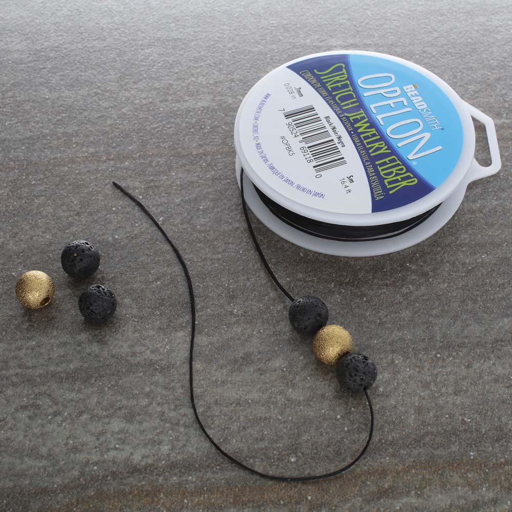 BeadSmith OPELON Black Stretch Bead Cord .7mm - 5 Meters