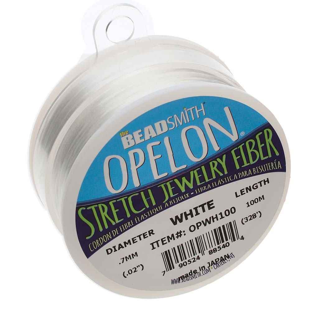 BeadSmith OPELON White Stretch Bead Cord .7mm - 100 Meters