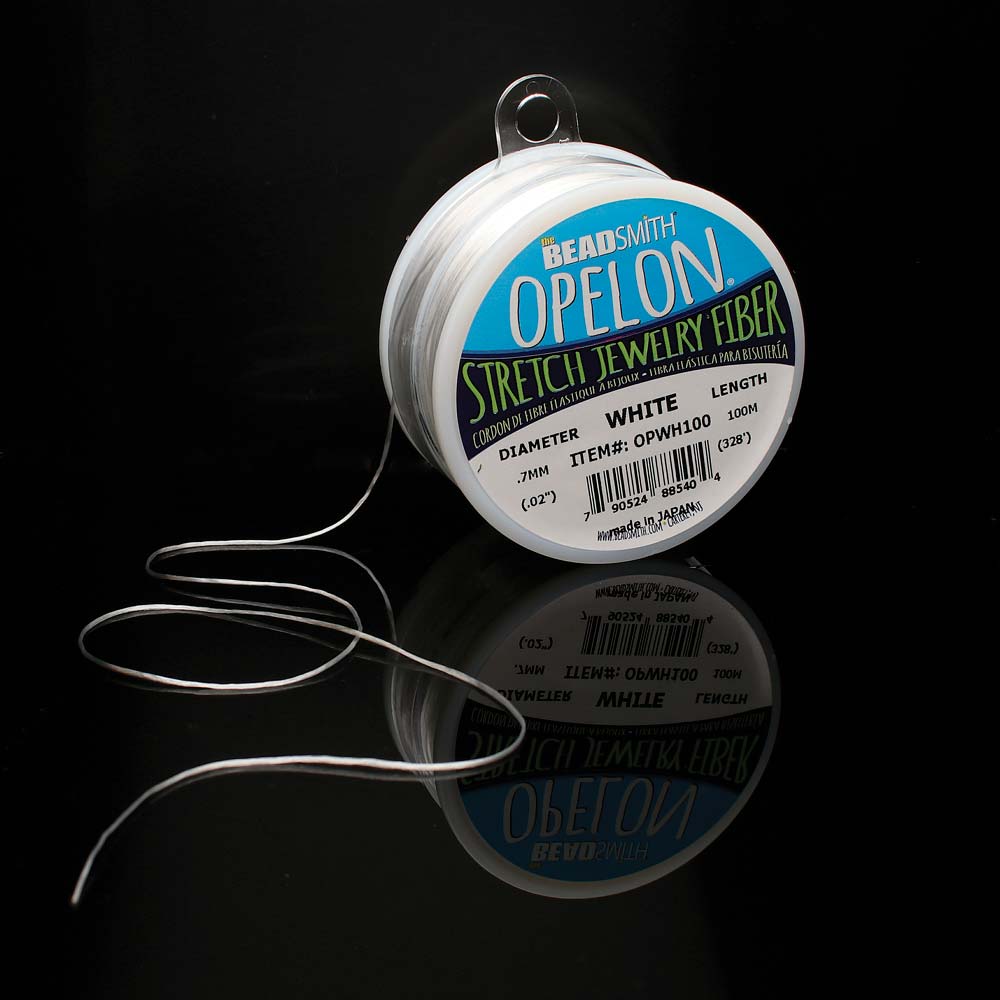BeadSmith OPELON White Stretch Bead Cord .7mm - 100 Meters