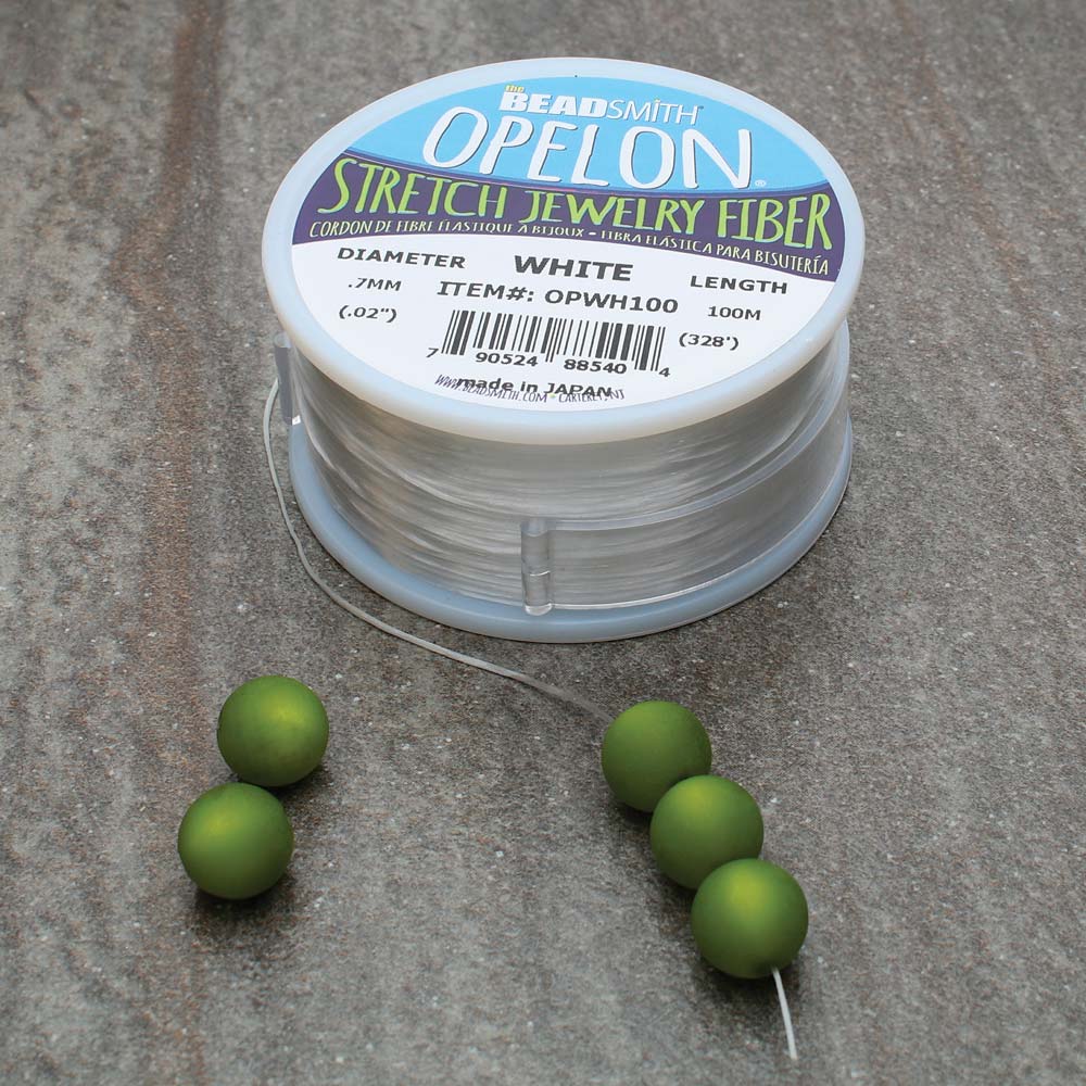 BeadSmith OPELON White Stretch Bead Cord .7mm - 100 Meters