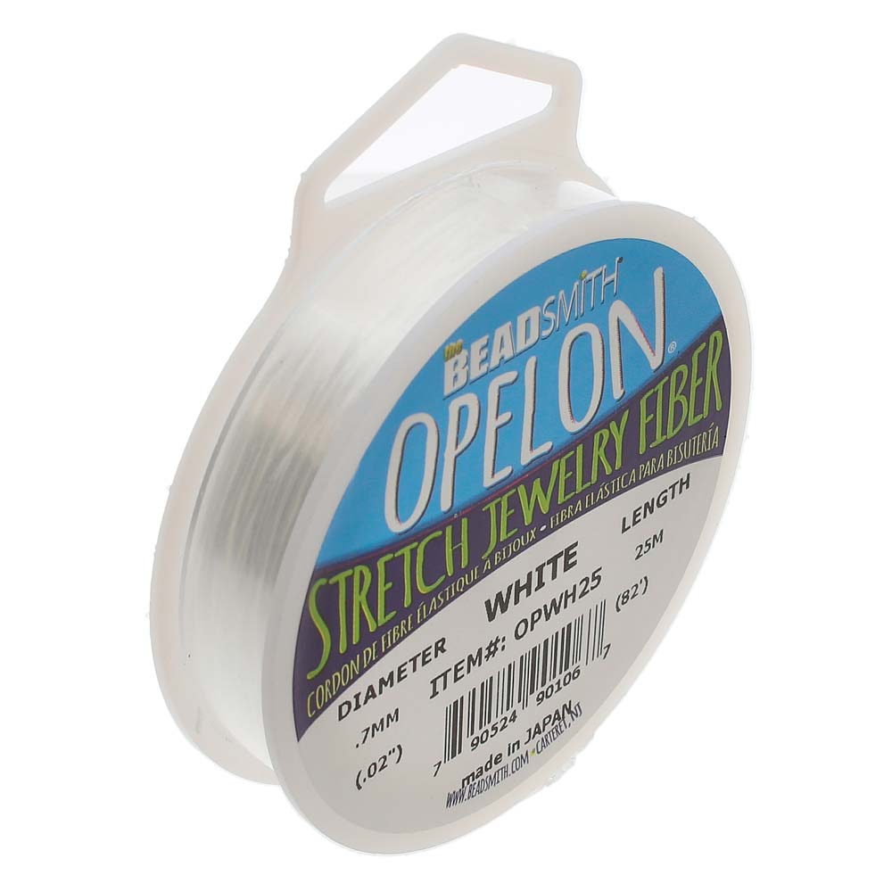 BeadSmith OPELON White Stretch Bead Cord .7mm - 25 Meters