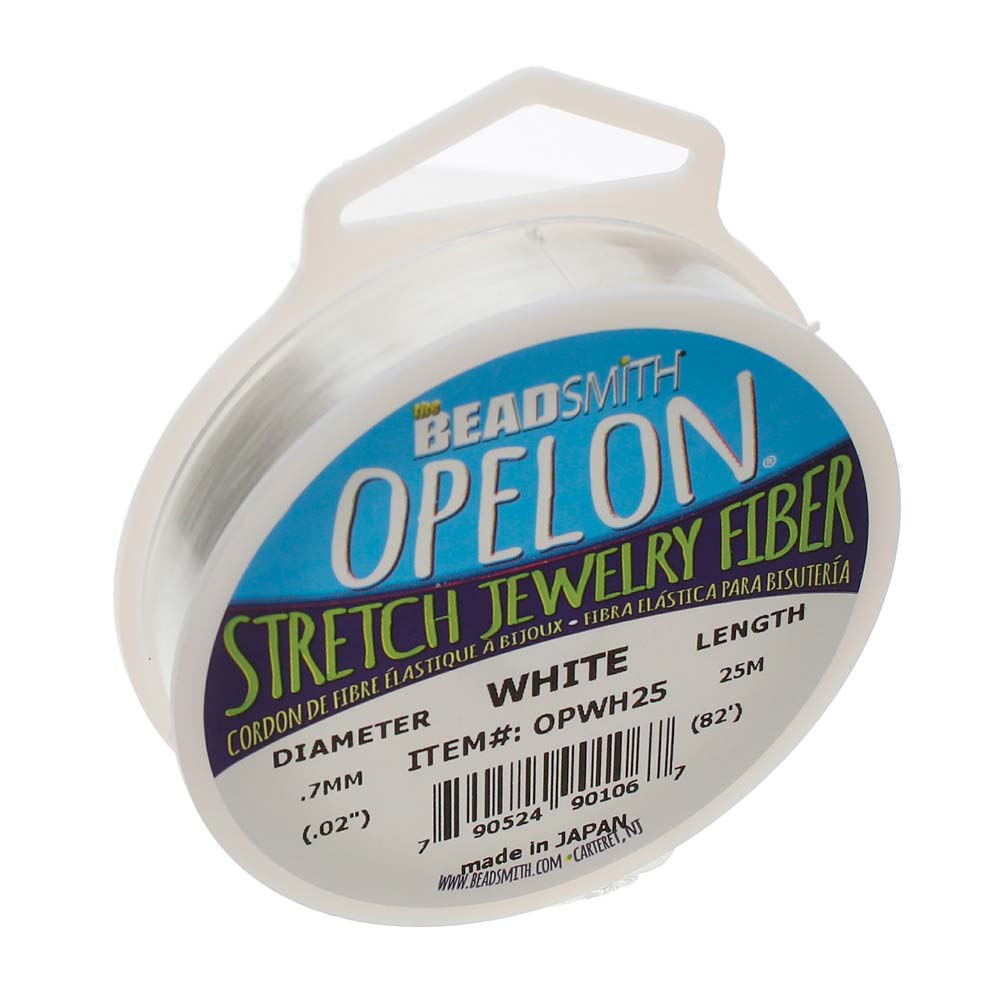 BeadSmith OPELON White Stretch Bead Cord .7mm - 25 Meters