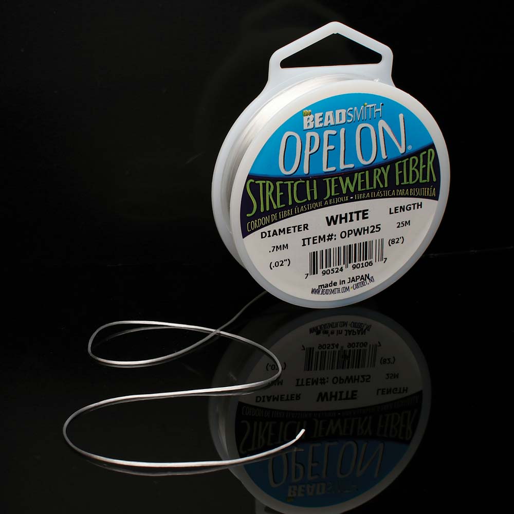 BeadSmith OPELON White Stretch Bead Cord .7mm - 25 Meters