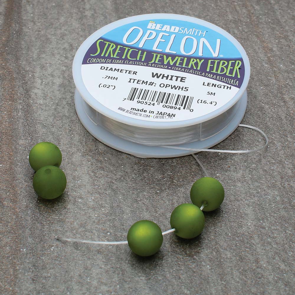 BeadSmith OPELON White Stretch Bead Cord .7mm - 5 Meters