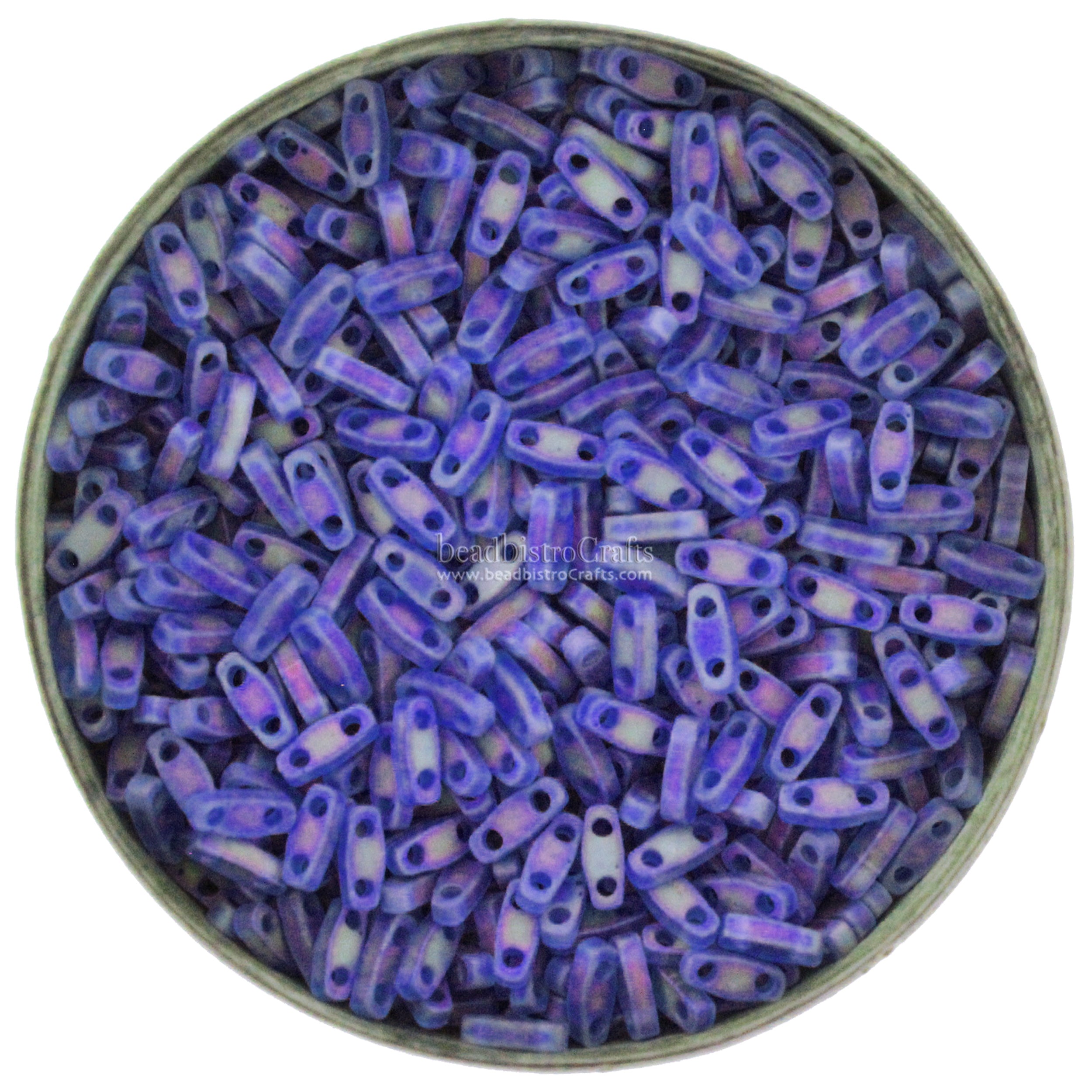 MIYUKI Quarter Tila Beads, Frosted Transparent Dark Blue AB # 151FR (5 or 10 grams)