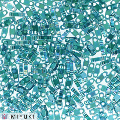 MIYUKI Quarter Tila Beads, Transparent Teal AB # 2458 (5 or 10 grams)