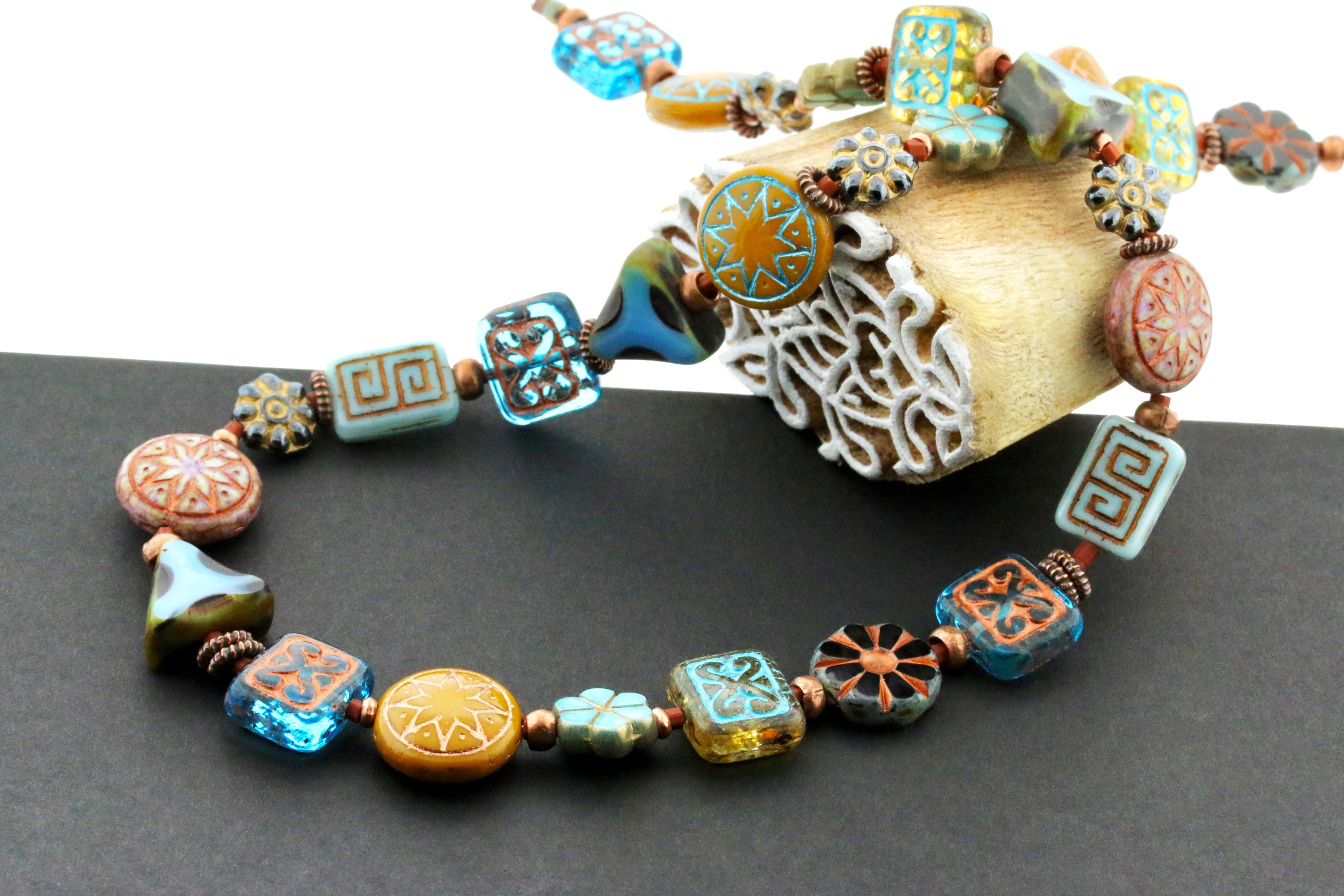 Star of Ishtar 13mm Transparent Frosted Aqua with Sliperit Czech Glass Beads (6pcs)