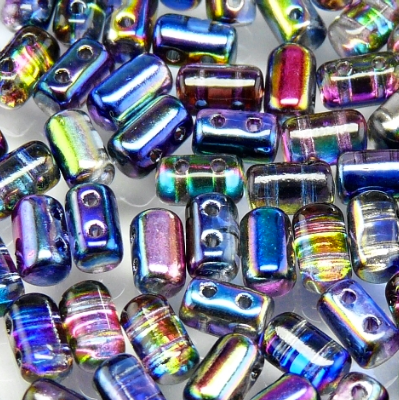 Rulla Beads 5x3mm Crystal Magic Blue / Pink 2-Hole Czech Beads ~ 10g