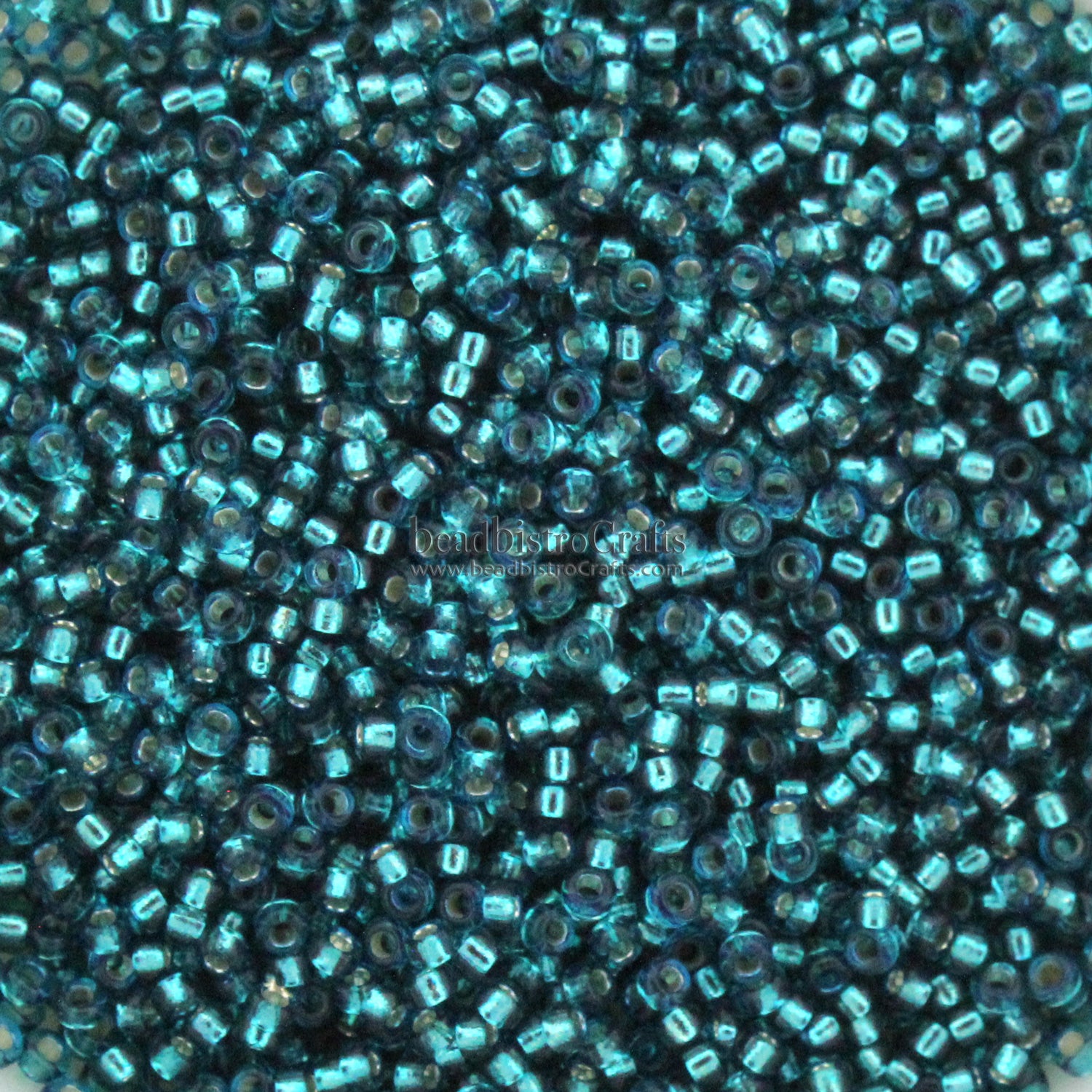 Miyuki 15/0 Round Seed Beads, Silver Lined Teal # 1424 ~ 8.2 Grams