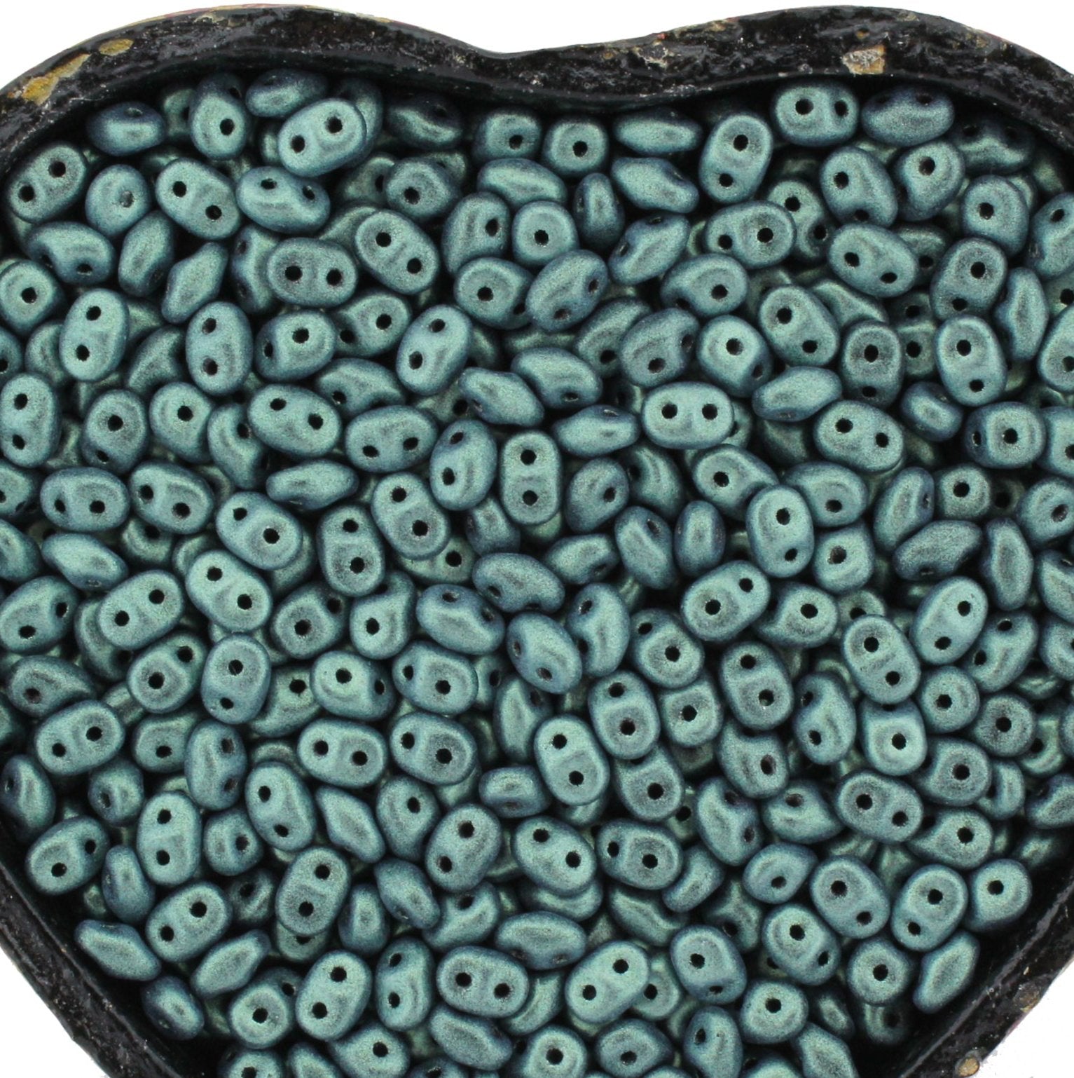 SuperDuo 2.5x5mm Jet Metallic Suede Light Green 2-Hole Czech Seed Beads ~ 20g