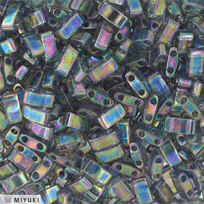 MIYUKI Half Tila Beads, Transparent Grey Rainbow Luster # 2440D - 10 grams