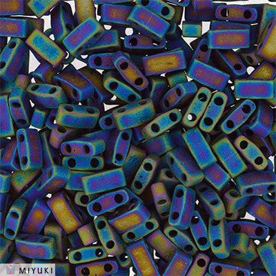 MIYUKI Half Tila Beads, Matte Black AB # 401FR - 10 grams
