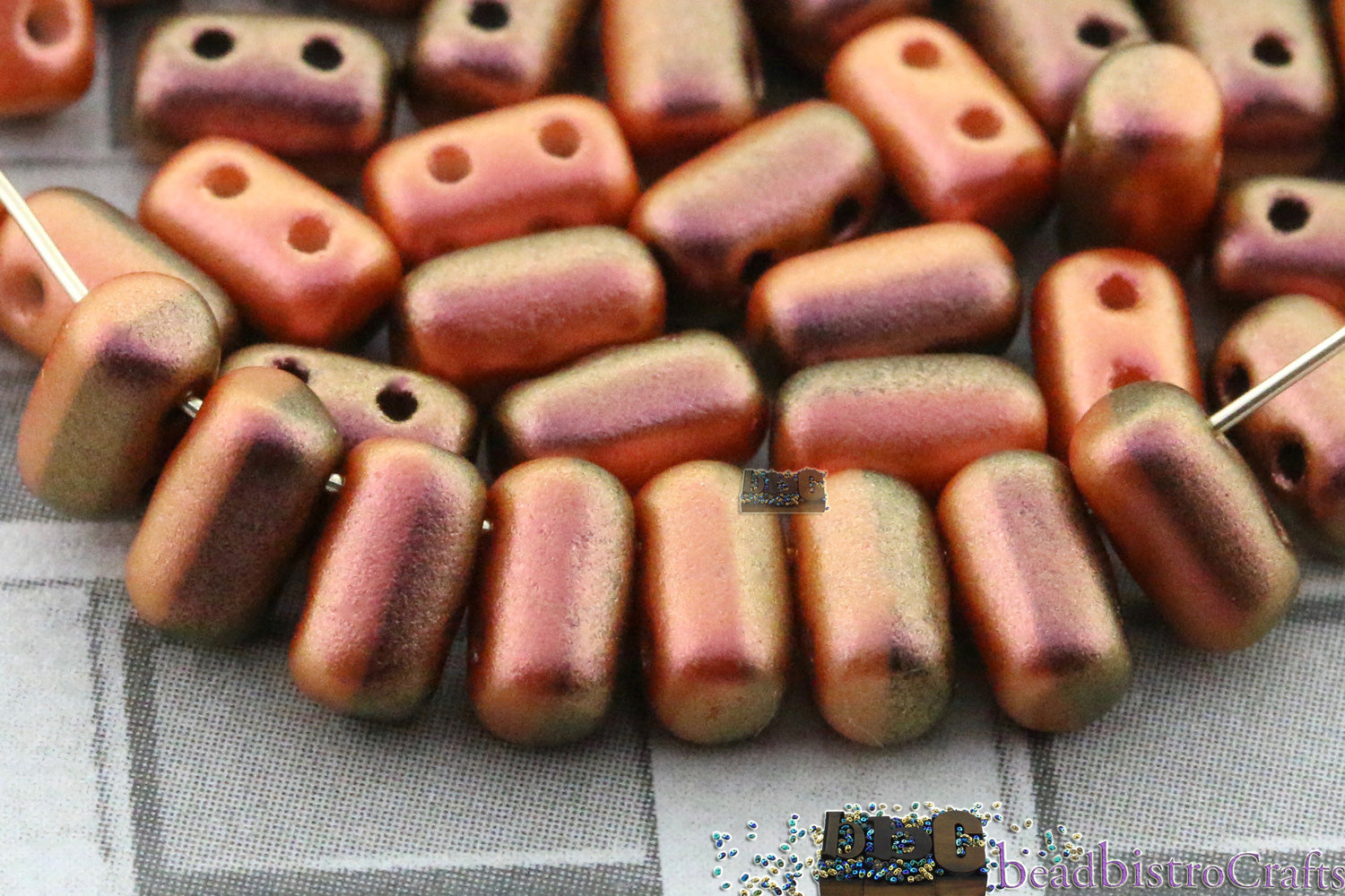 Rulla Beads 5x3mm Duet Polychrome Carrot and Spice 2-Hole Czech Beads ~ 10g