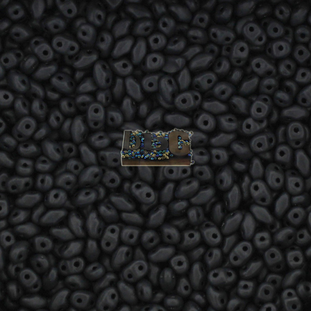 MiniDuo 2x4mm Jet 2-Hole Czech Seed Beads ~ 10g