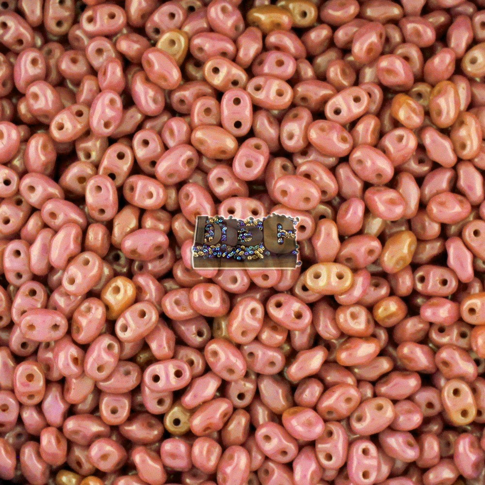 MiniDuo 2x4mm Luster Opaque Dark Pink 2-Hole Czech Seed Beads ~ 10g